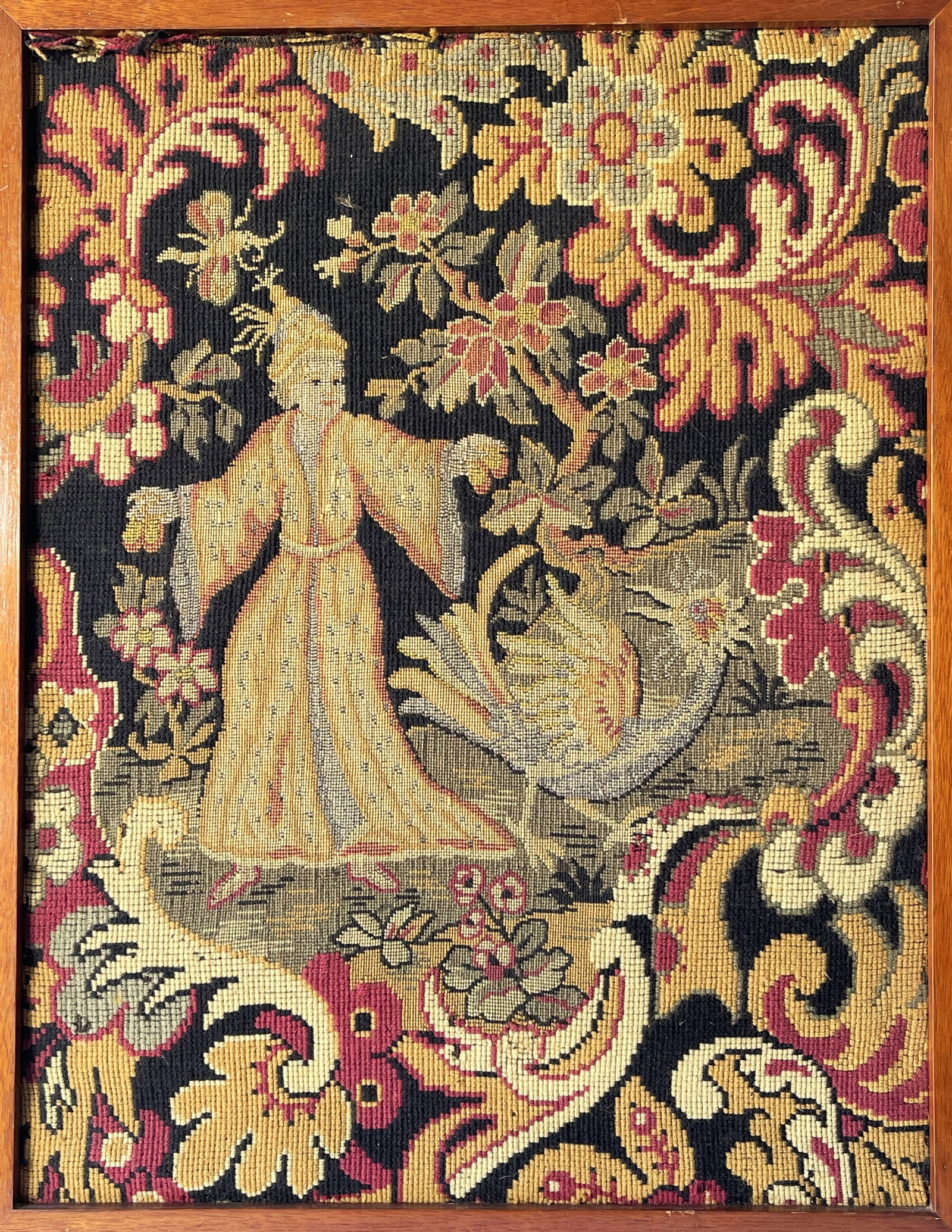 UNUSUAL FORM 19TH C NEEDLEWORK PICTURE (1 of 3)