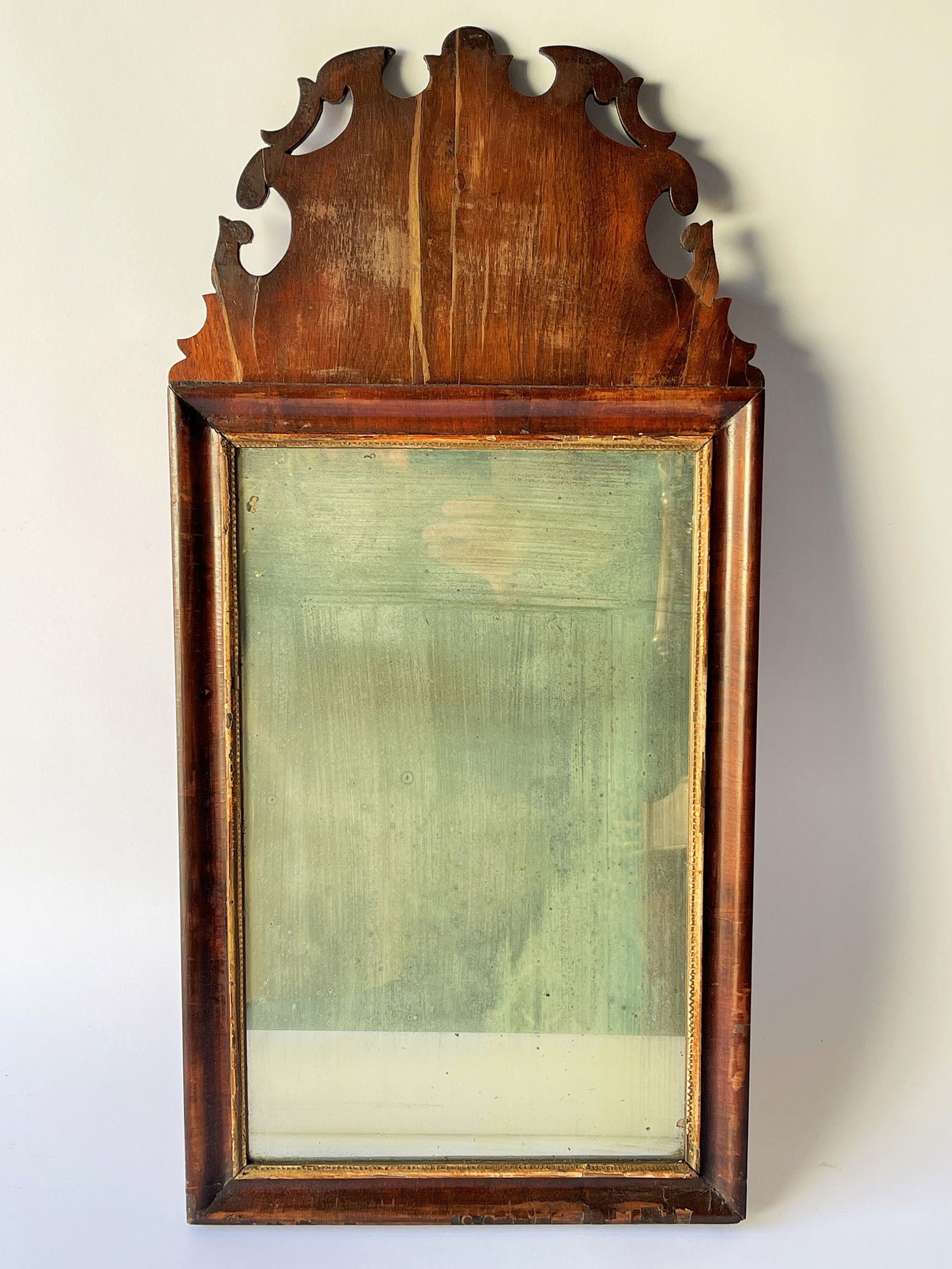 SMALL 18th C. WILLIAM & MARY LOOKING GLASS (1 of 5)