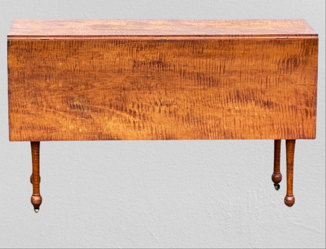 19TH C TIGER MAPLE DROP LEAF (1 of 9)