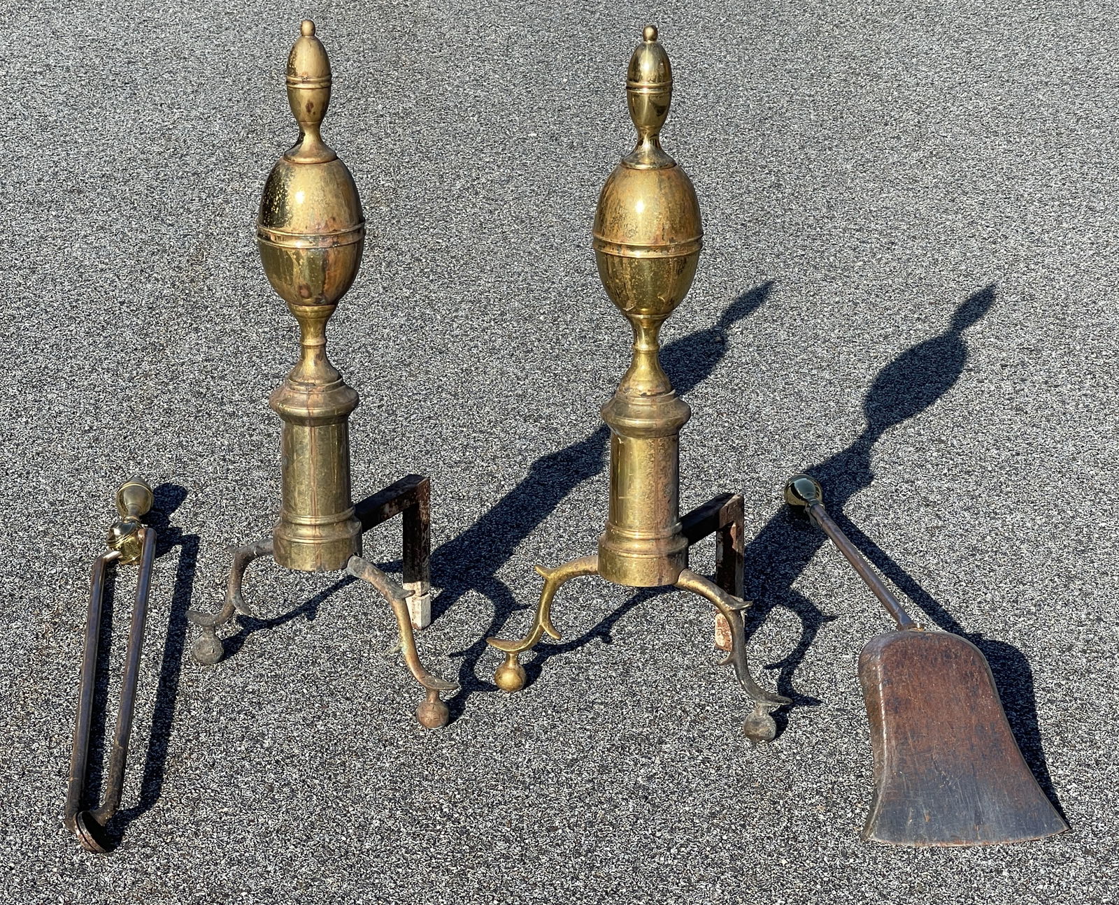 SET OF EARLY 19TH C LEMON TOP ANDIRONS (1 of 3)