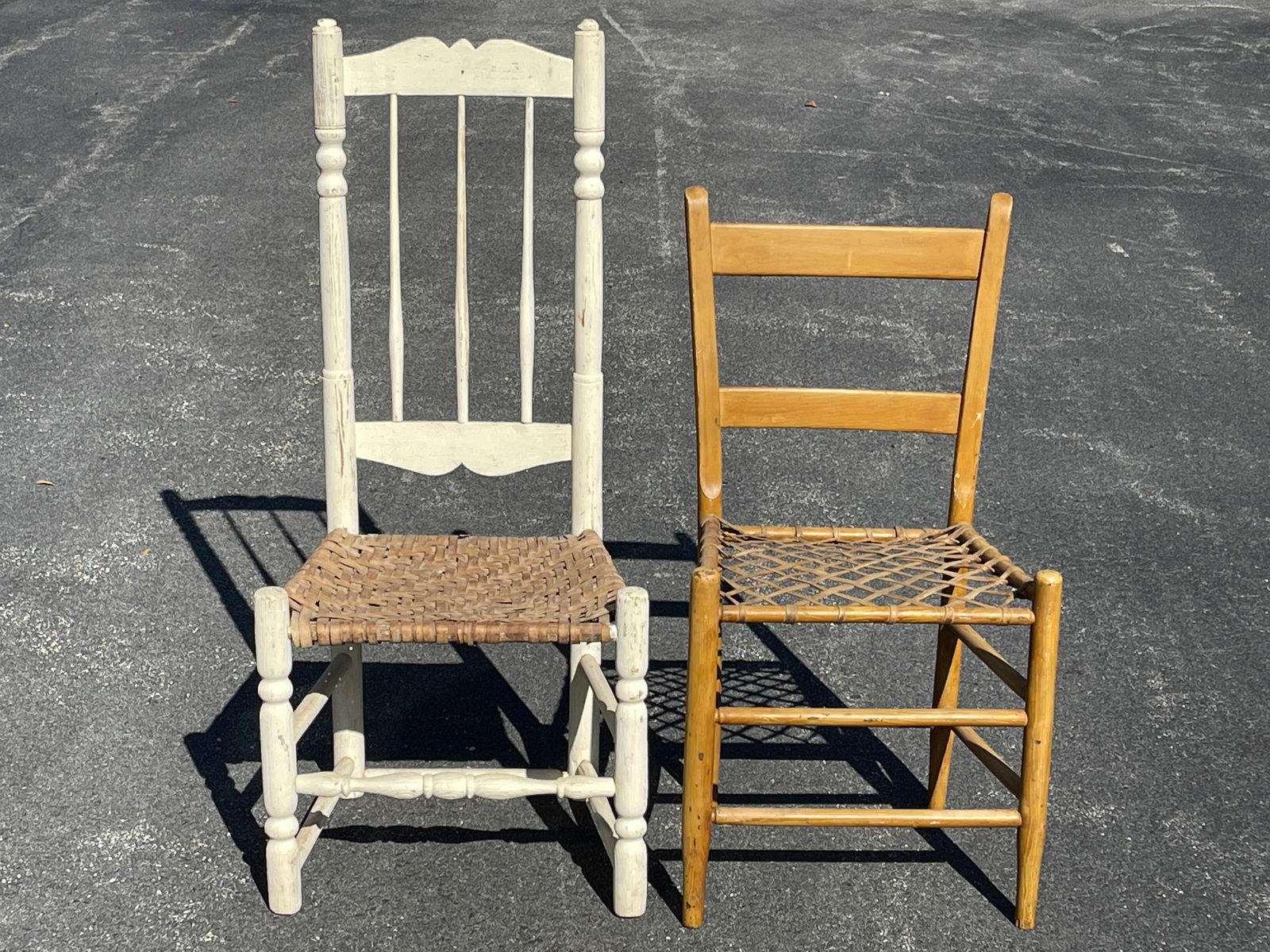 TWO PRIMITIVE SIDE CHAIRS (1 of 3)
