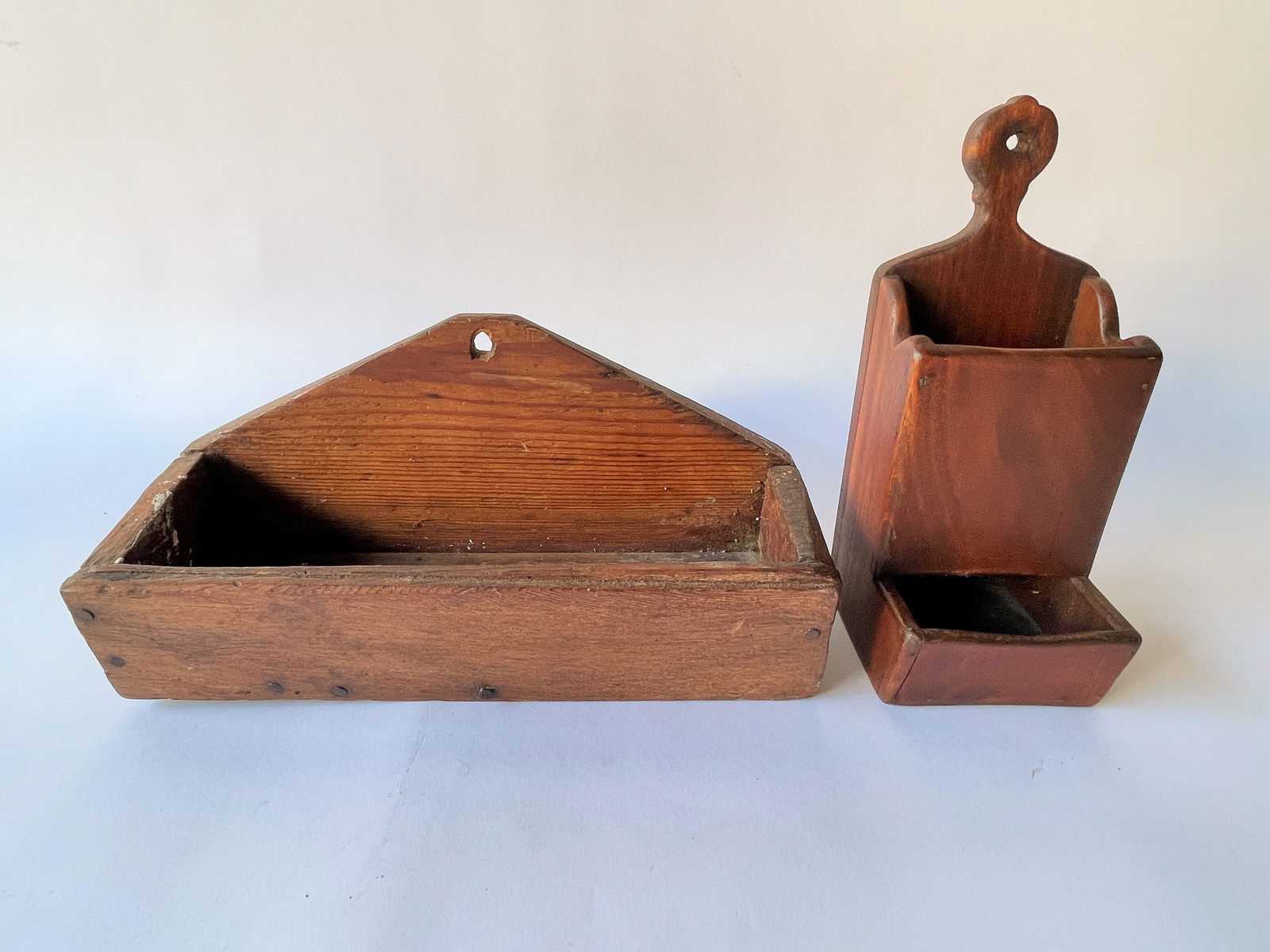 TWO WOODEN WALL BOXES (1 of 2)