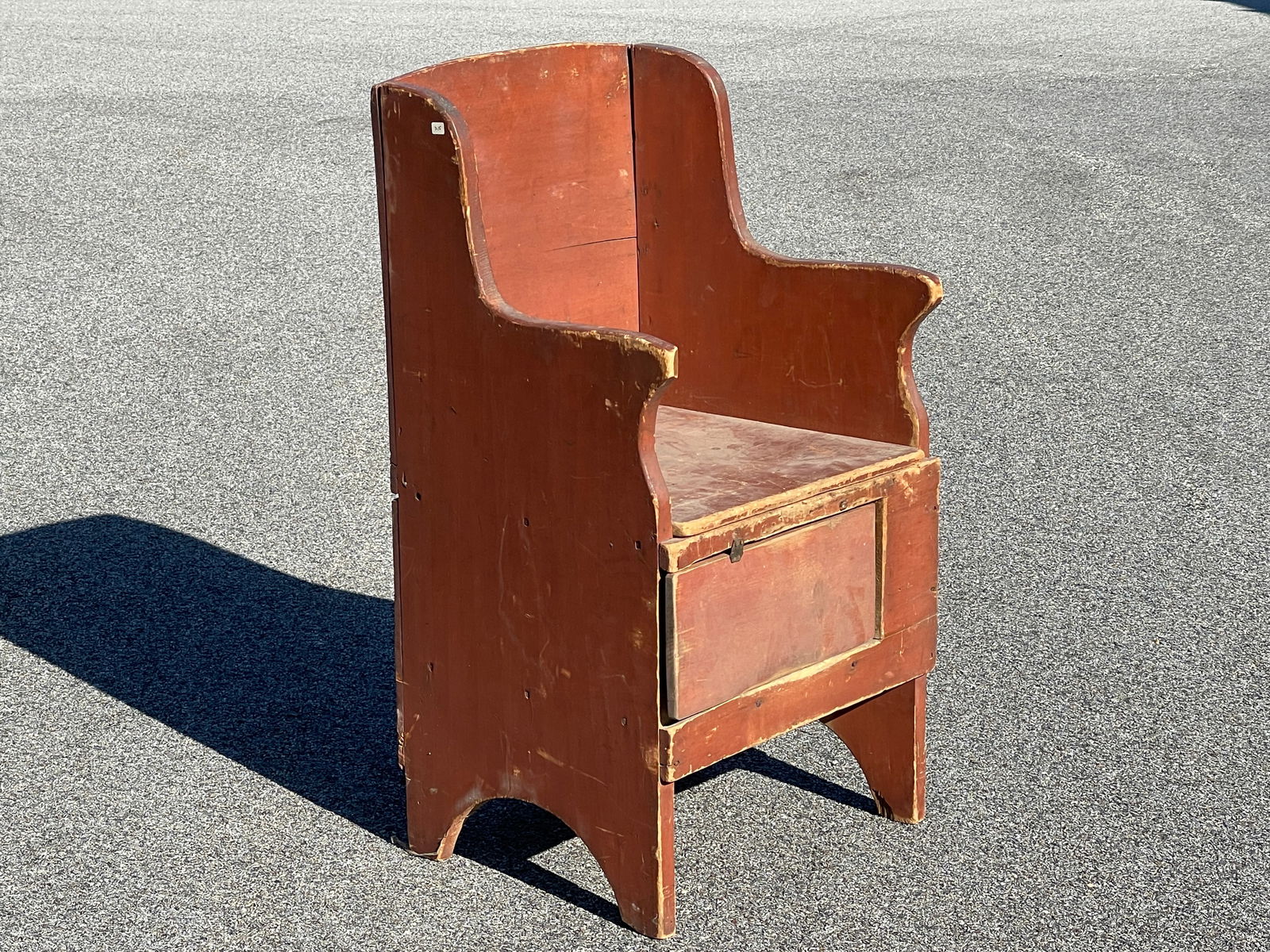 PRIMITIVE RED PAINTED CHILD'S CHAIR, (1 of 5)