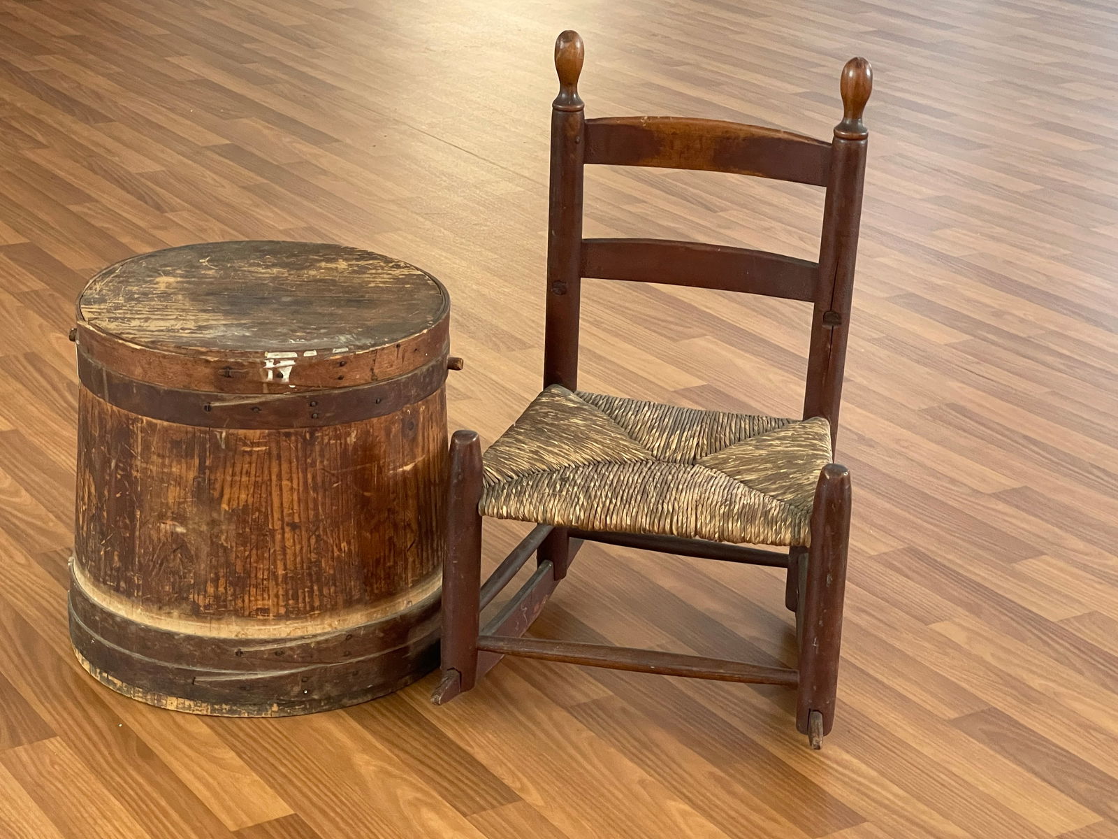 CHILD'S PAINTED ROCKER, FIRKIN (1 of 4)