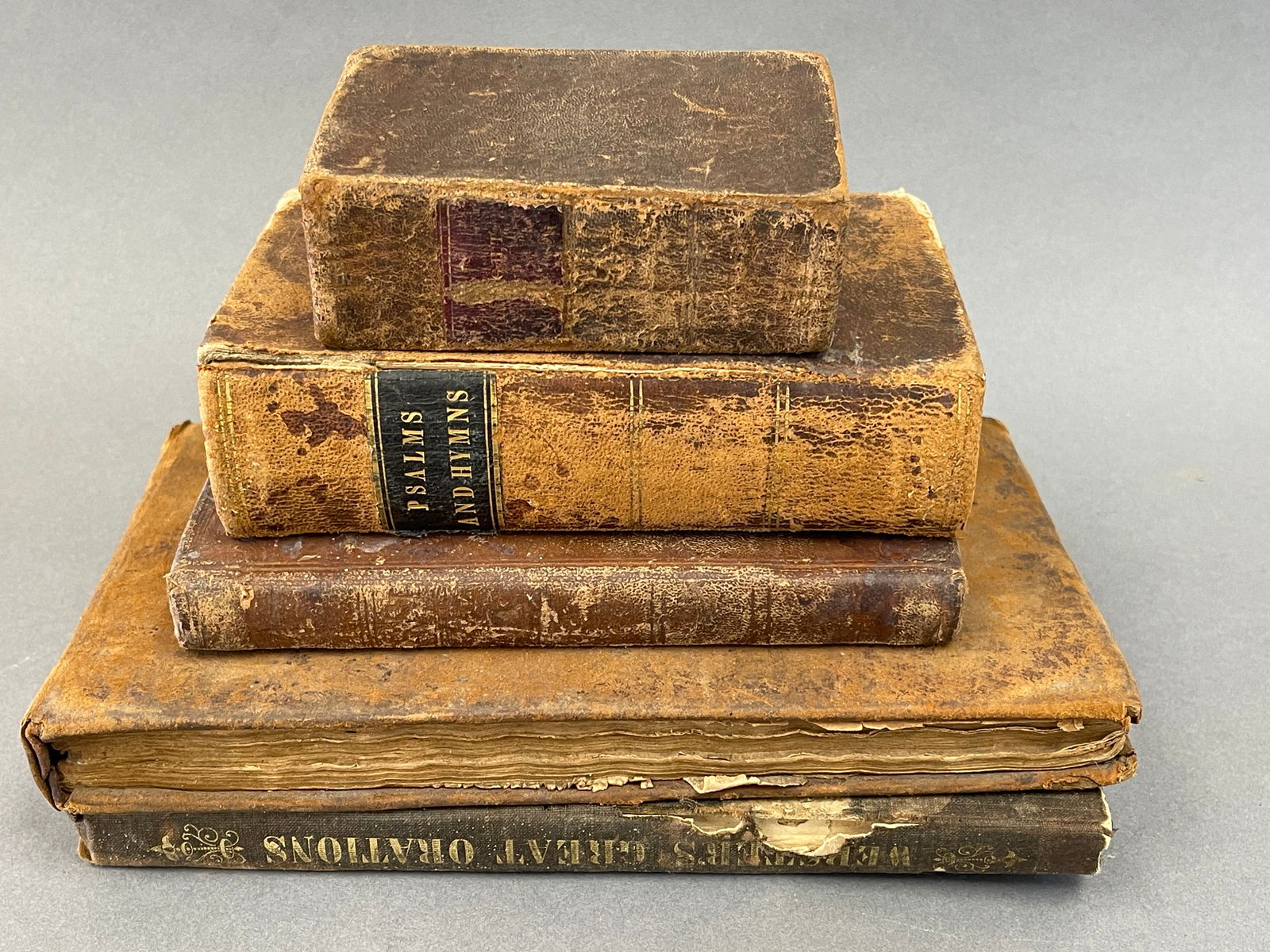 PRIMITIVE LEATHER BOOK GROUPING (1 of 7)