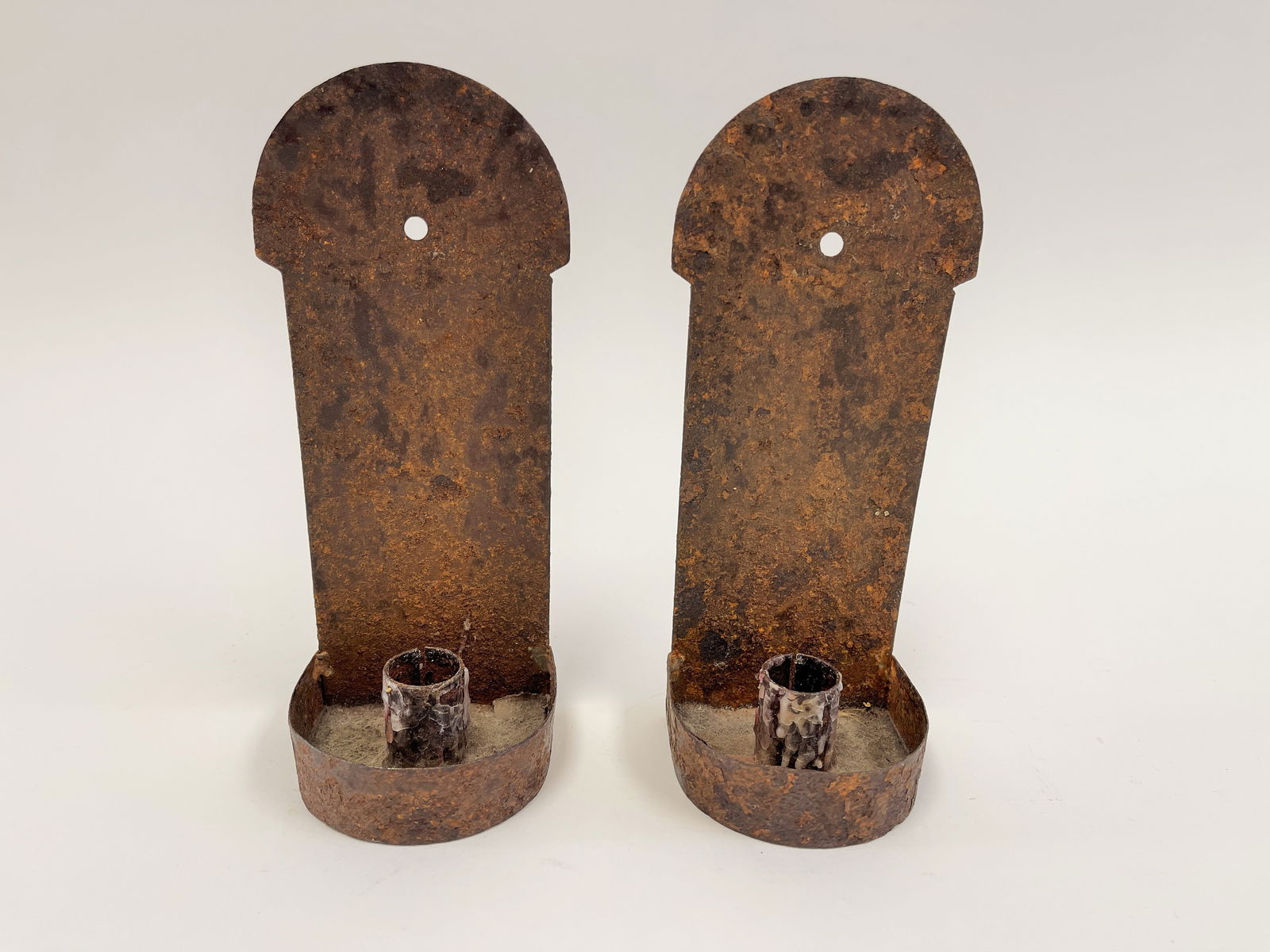 C1900. PAIR TIN SCONCES (1 of 4)