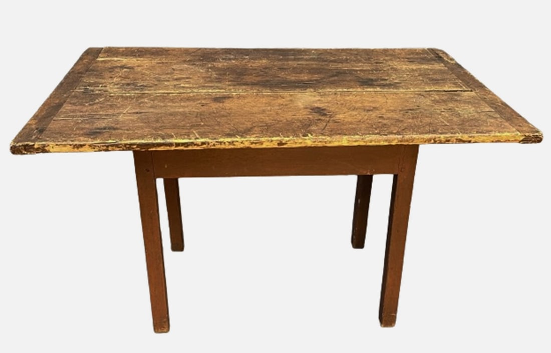 18TH C TAVERN TABLE ORIGINAL RED PAINT (1 of 5)