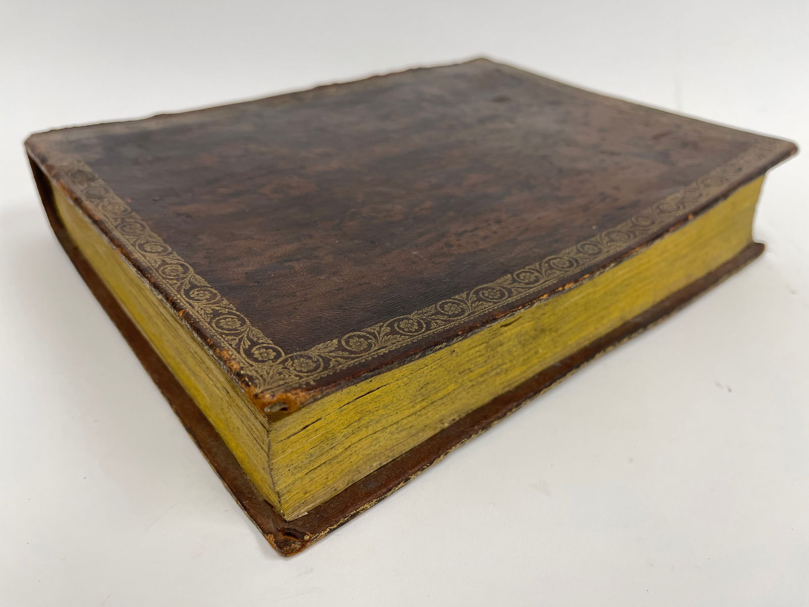 EARLY VALUABLES BOX MADE FROM AN 18THC BOOK (1 of 3)
