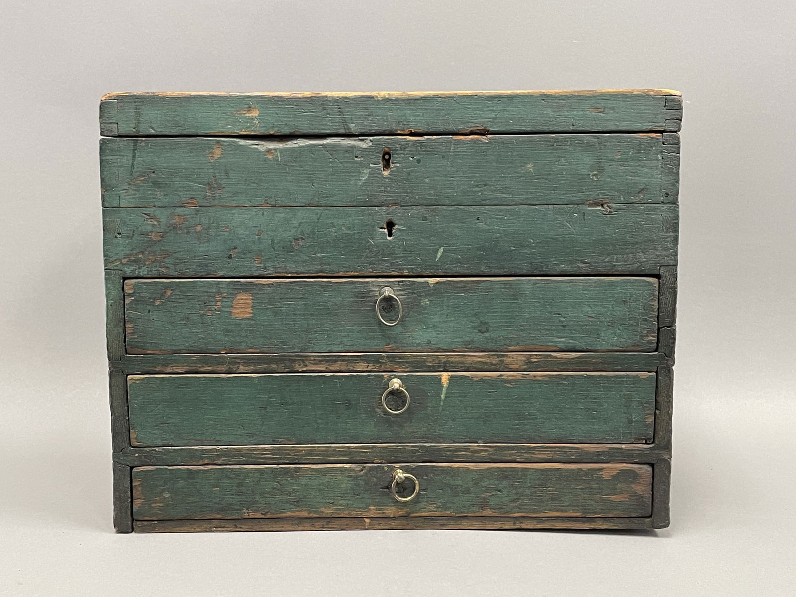 RARE 1850'S PAINTED JEWELERS WORK CHEST (1 of 14)