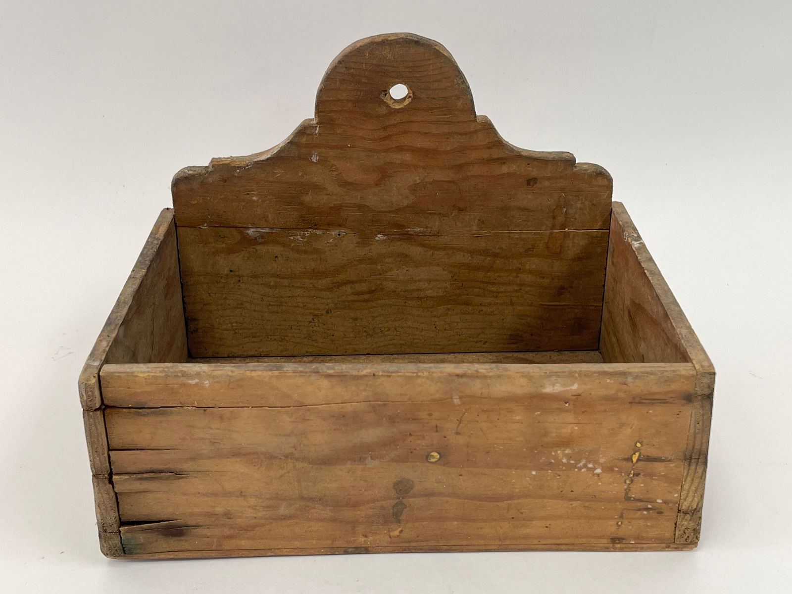 EARLY CANDLE BOX W/ UNUSUAL SCROLLED TOP (1 of 4)