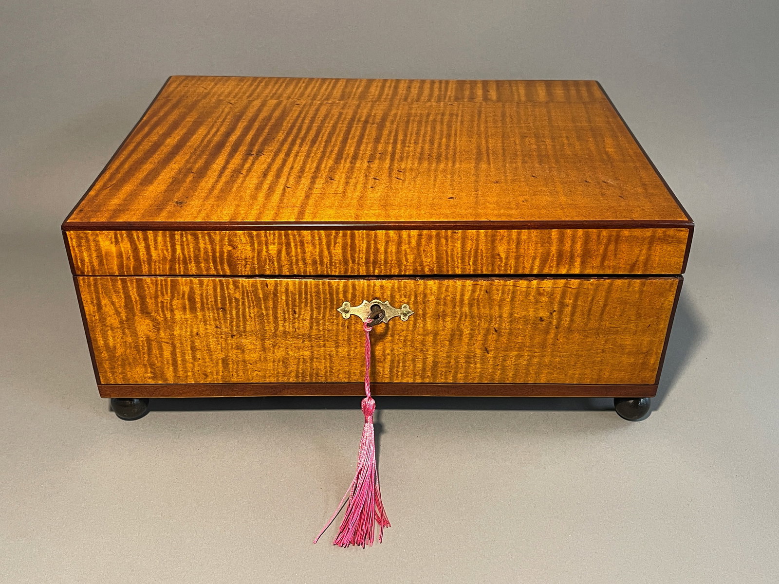 19TH C TIGER MAPLE WORK / DESK BOX (1 of 6)