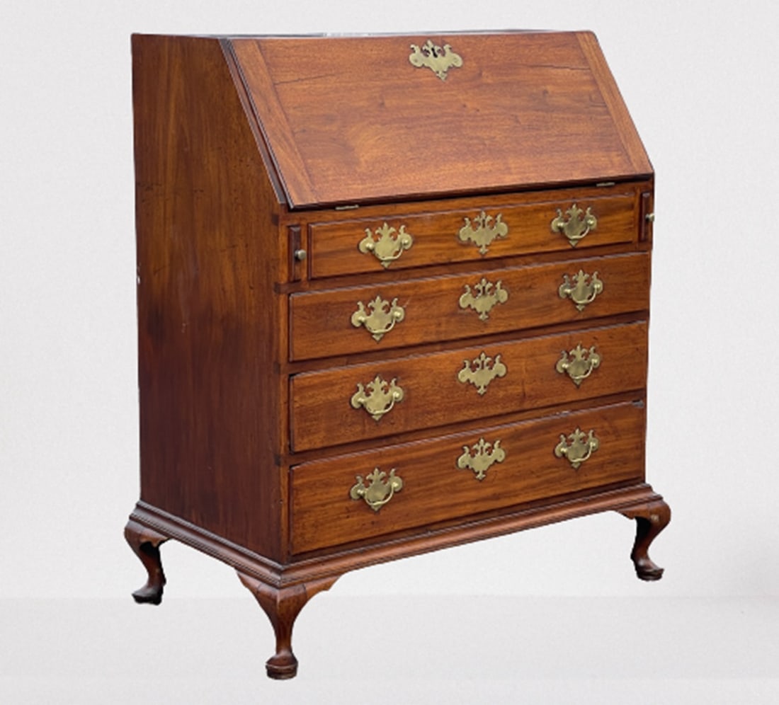 NEW LONDON CT SLANT LID DESK QUEEN ANNE BANDY FOOT (1 of 11)
