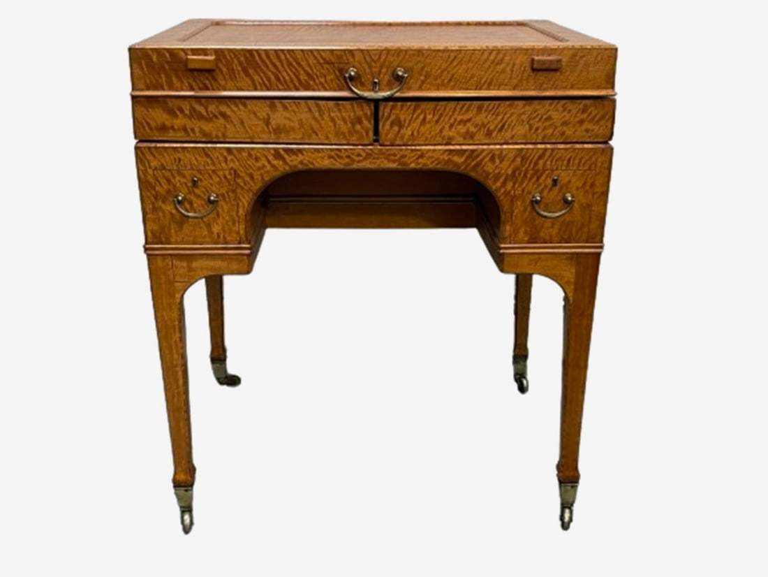 RARE HIGH STYLE SATINWOOD DRESSING TABLE FOLDING MIRRORS, SECRET DRAWERS (1 of 14)