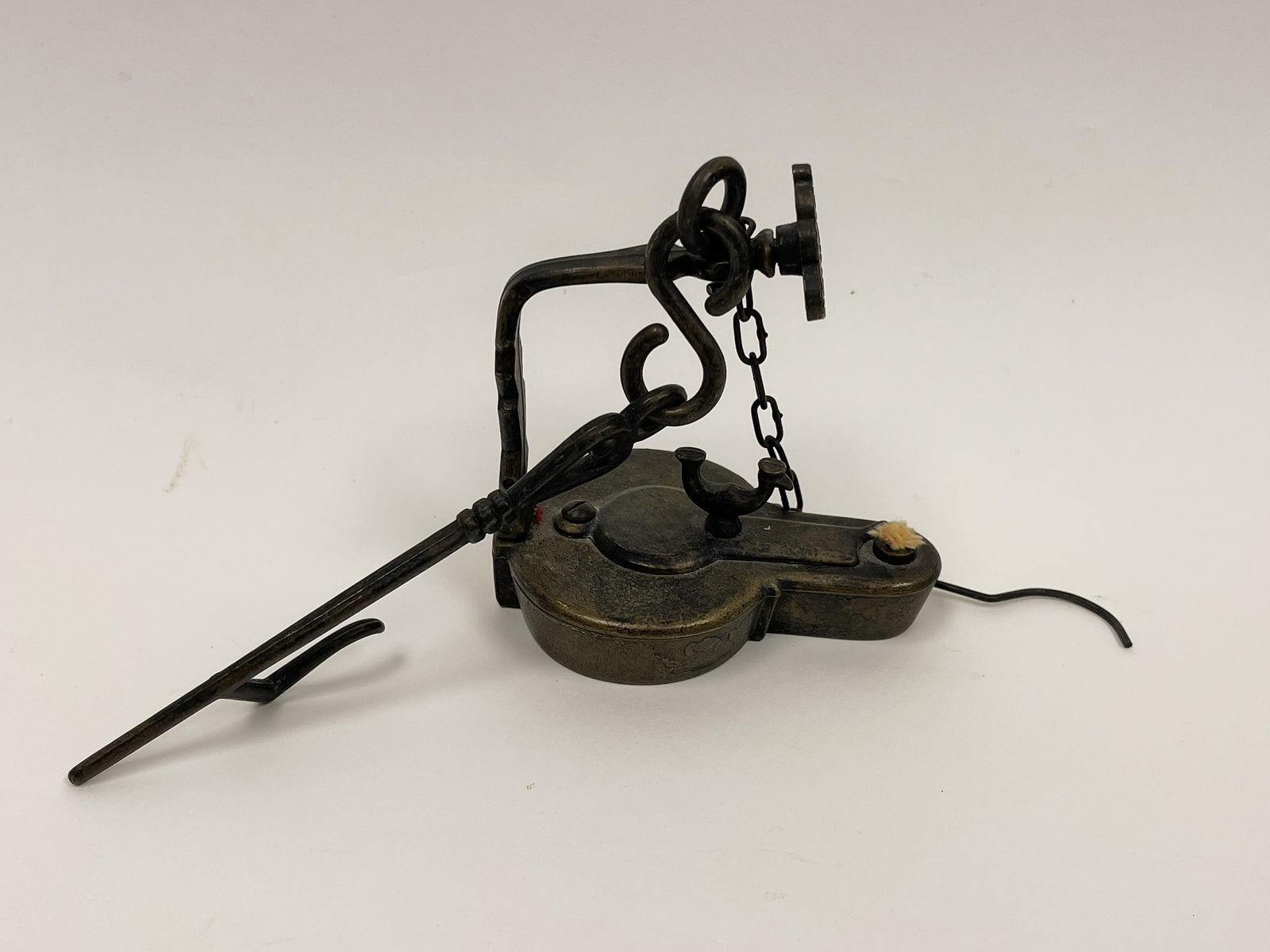 CAST BRASS COVERED BETTY LAMP DATED 1834 W ROOSTER FINIAL FROM PA (1 of 4)