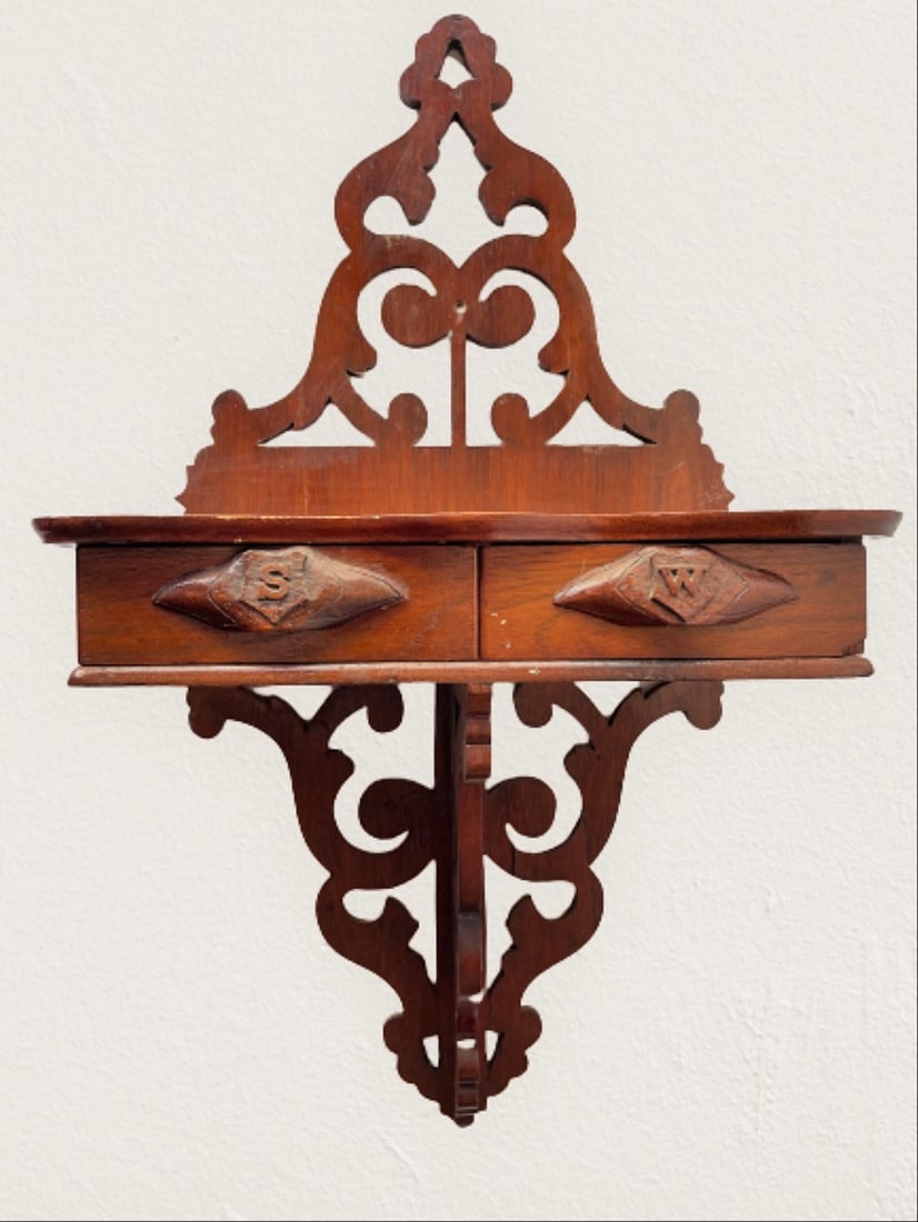 WALNUT 2 DRAWER SHELF: WALNUT 2 DRAWER SHELF 27" X 16" X 8"