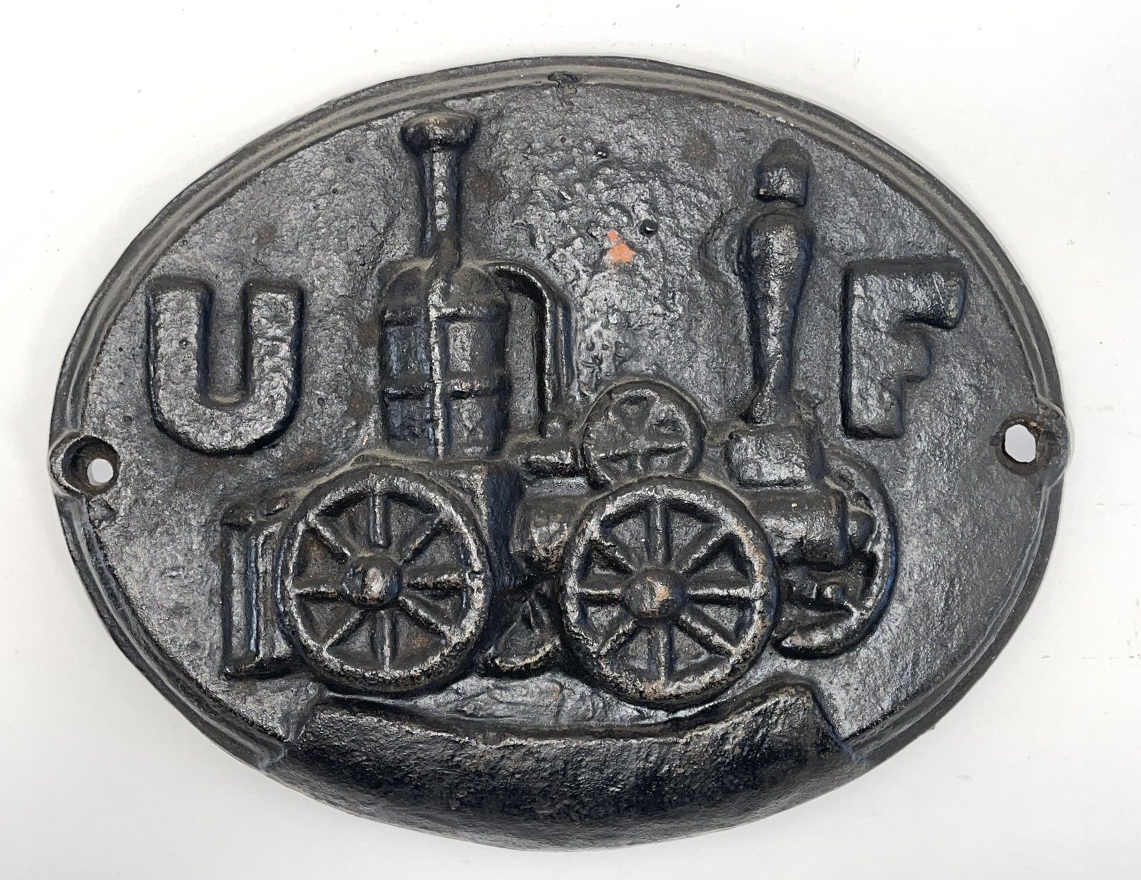 1860 OVAL CAST IRON MARKED STEAM PUMPER WITH EARLY FIRE RELATED POSTCARDS (1 of 3)