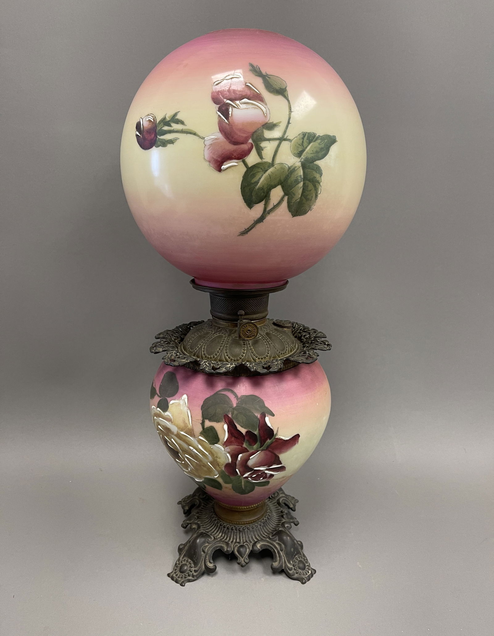 VICTORIAN GONE WITH THE WIND LAMP: VICTORIAN GONE WITH THE WIND LAMP, HAND PAINTED, 20"