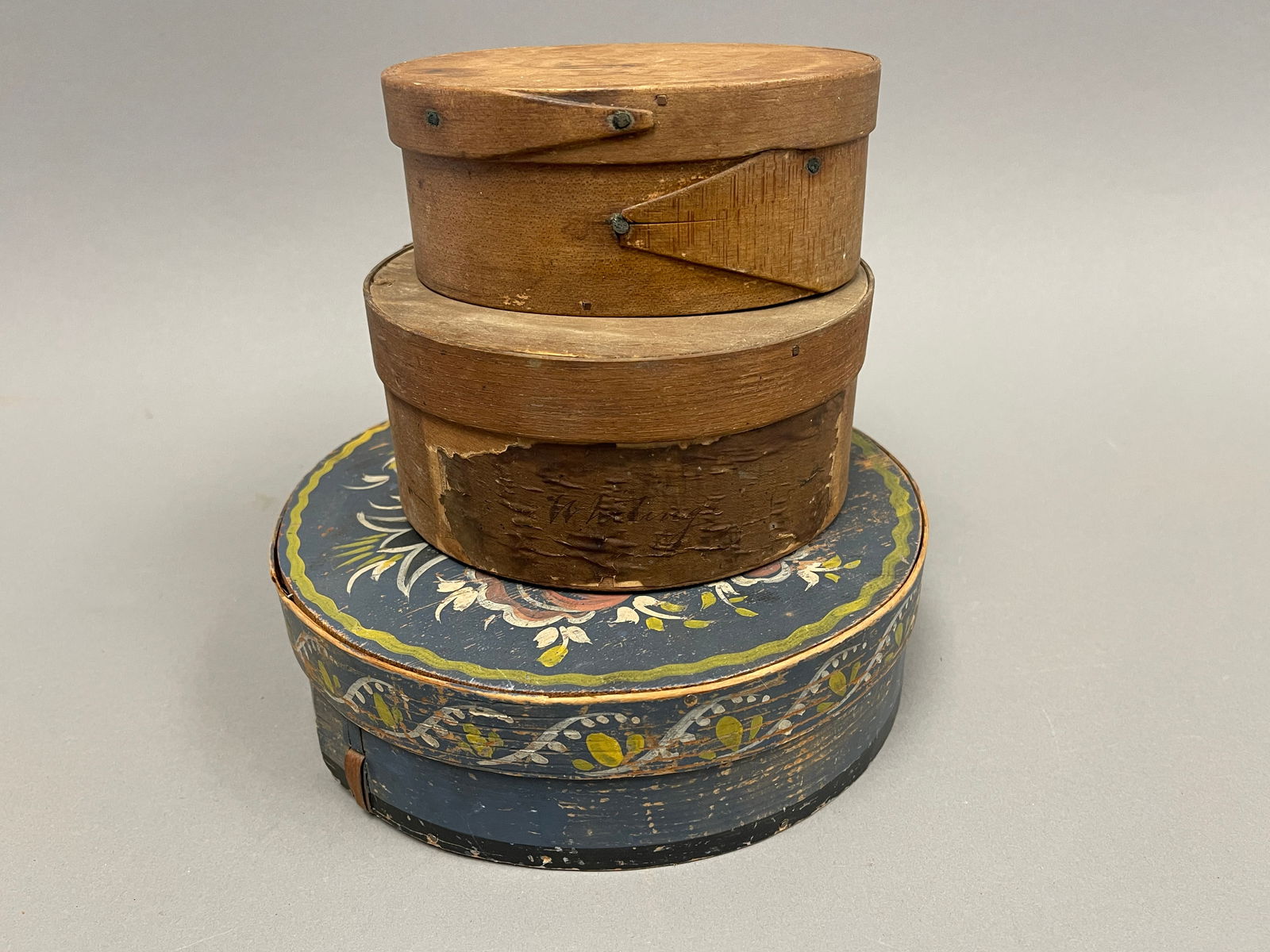 THREE PAINTED BOXES ONE PAINTED IN OLD DECORATED ART (1 of 7)