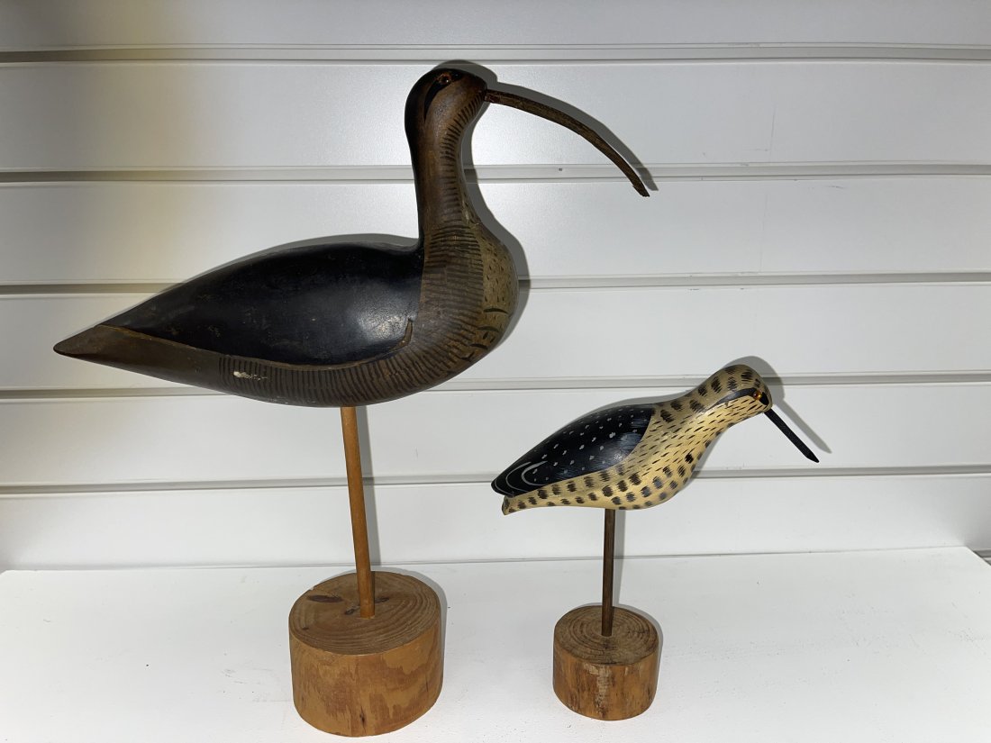 TWO CARVED AND PAINTED SHOREBIRDS (1 of 4)