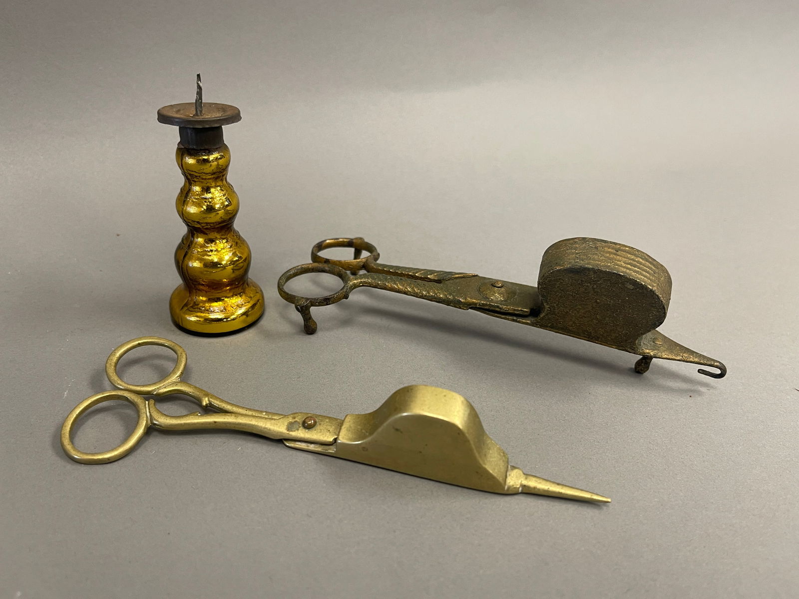 GROUPING OF CANDLEWICK TRIMMERS, MINIATURE GLASS PRICKET (1 of 3)