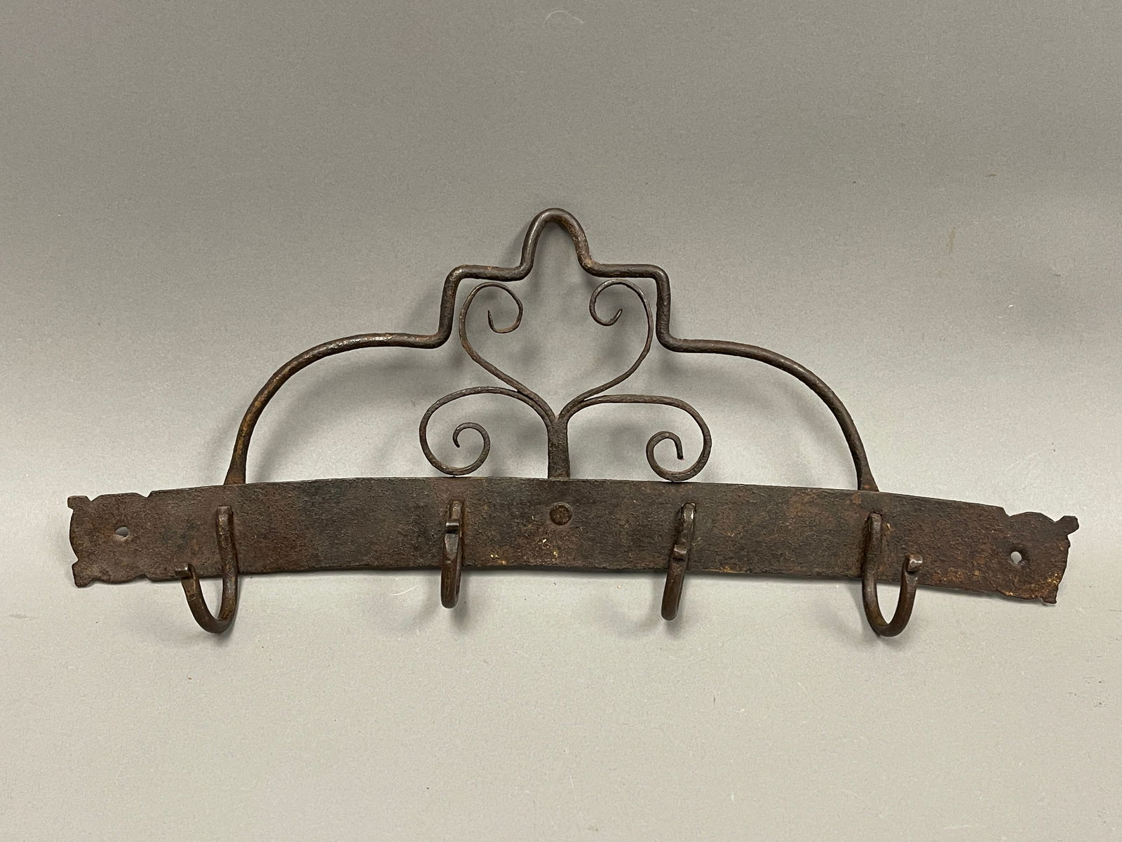 SMALL FORGED IRON BLACK SMITH MADE UTENSIL RACK (1 of 3)