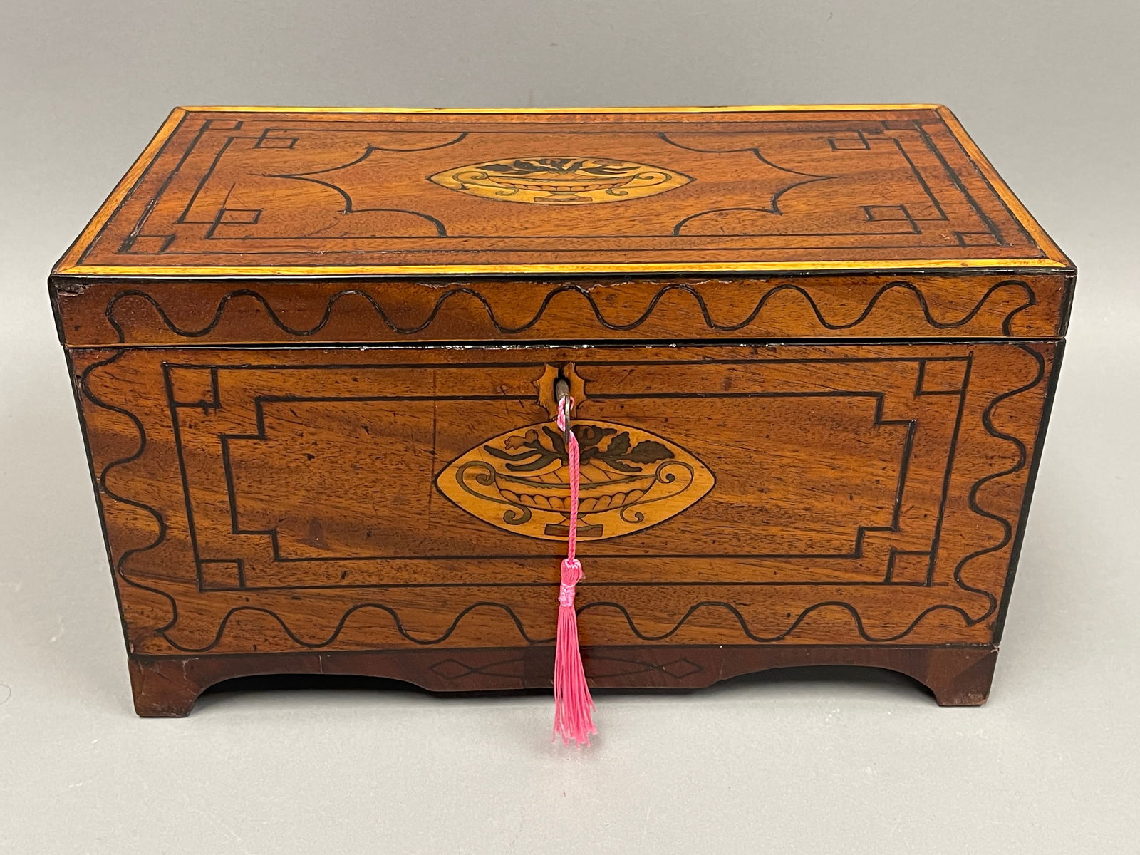 LARGE 19TH C INLAID TEA CADDY (1 of 7)