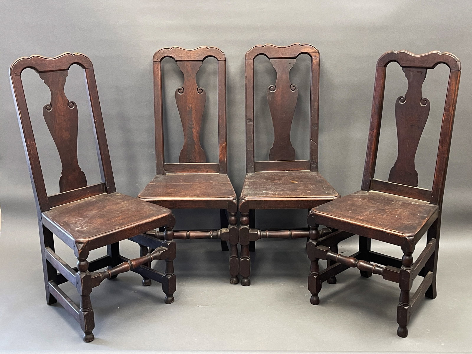 4 COUNTRY QUEEN ANNE SOUTHERN STATE SIDE CHAIR IN BLACK WALNUT: 4 COUNTRY QUEEN ANNE SOUTHERN STATE SIDE CHAIR IN BLACK WALNUT