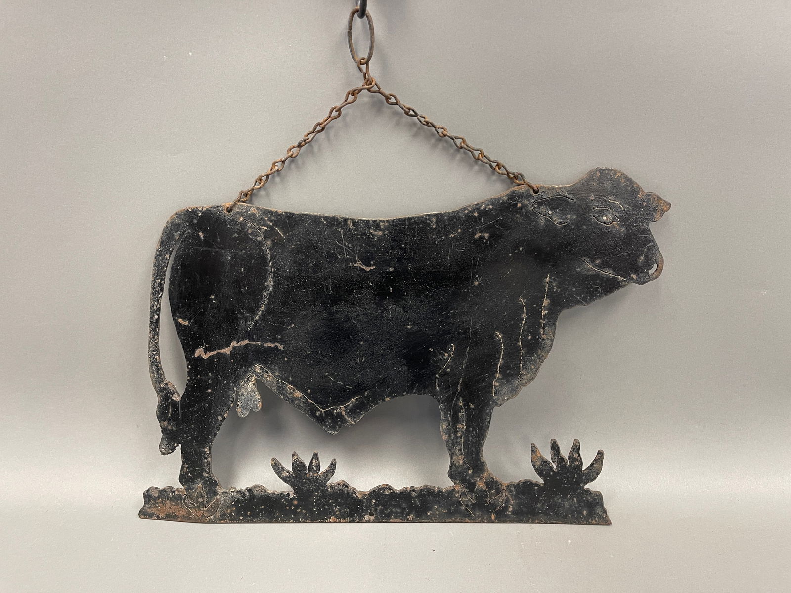 METAL CUT OUT BLACK ANGUS BULL FARM GATE SIGN C. OKLAHOMA (1 of 3)