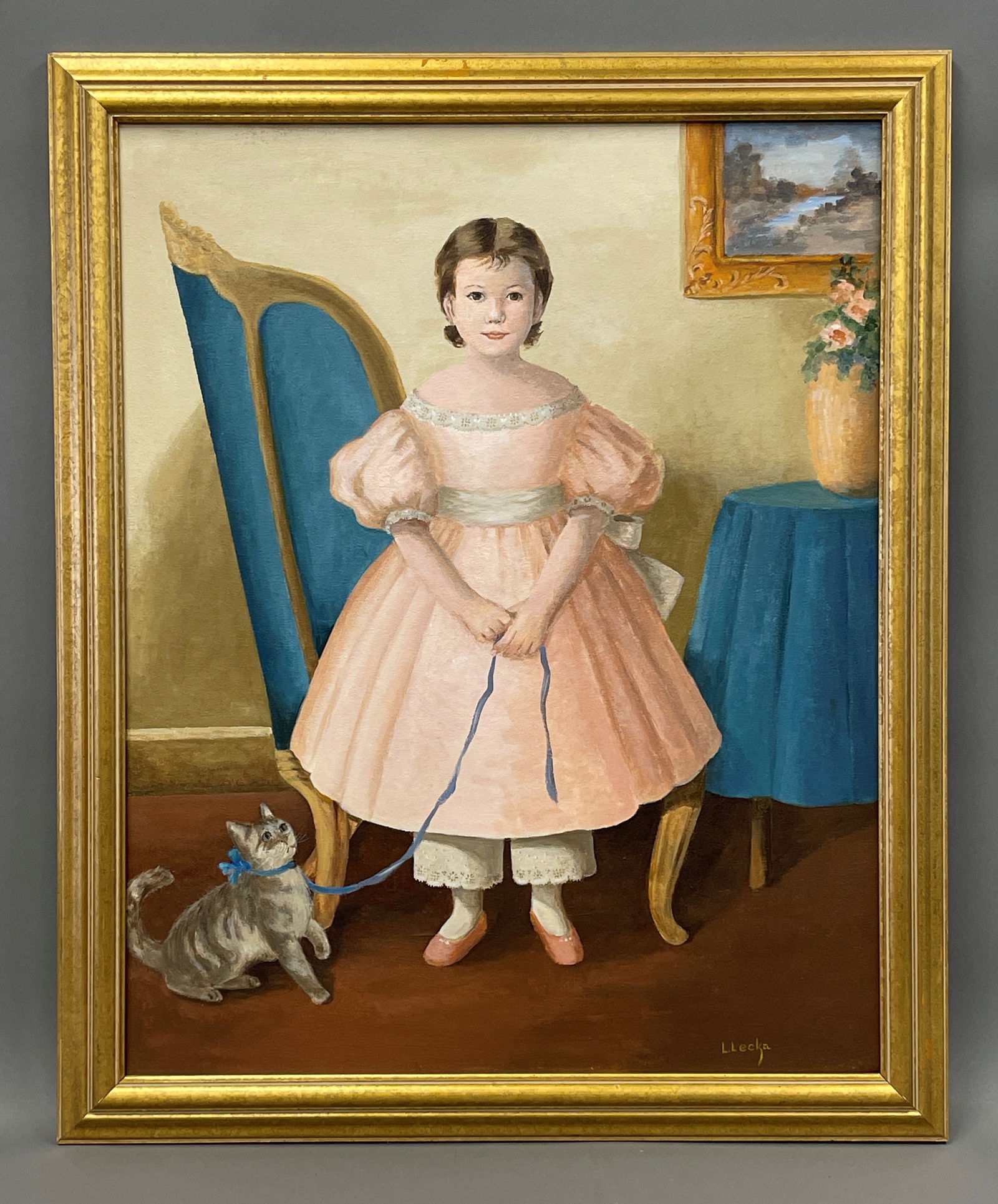 PORTRAIT OF GIRL AND CAT BY LOUISE LECKA FROM RALEIGH N.C. (1 of 4)