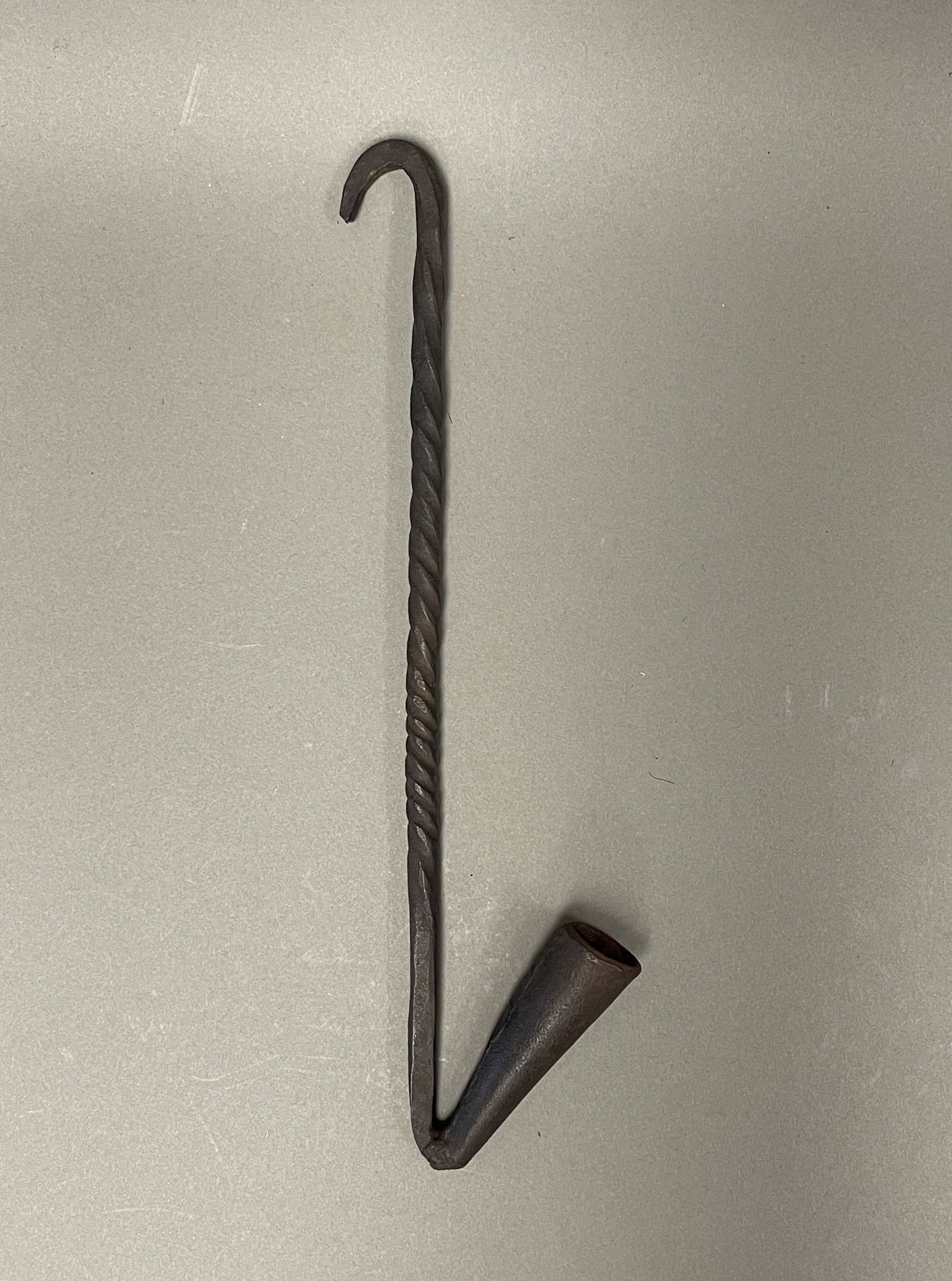 18TH C WROUGHT IRON SMALL LOOM CANDLE HOLDER (1 of 2)