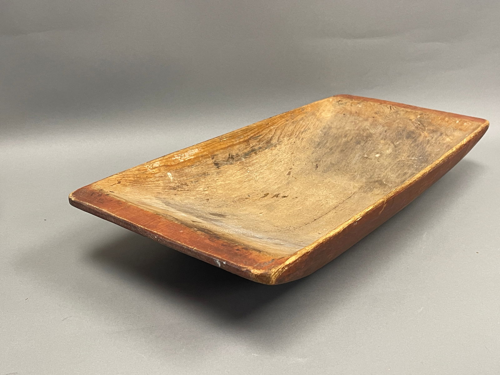 19TH C HAND HEWN TRENCHER  RED WASH (1 of 5)