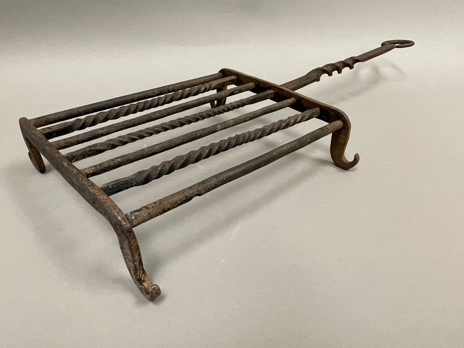 18TH C AMER WROUGHT IRON RECTANGULAR BROILER (1 of 3)