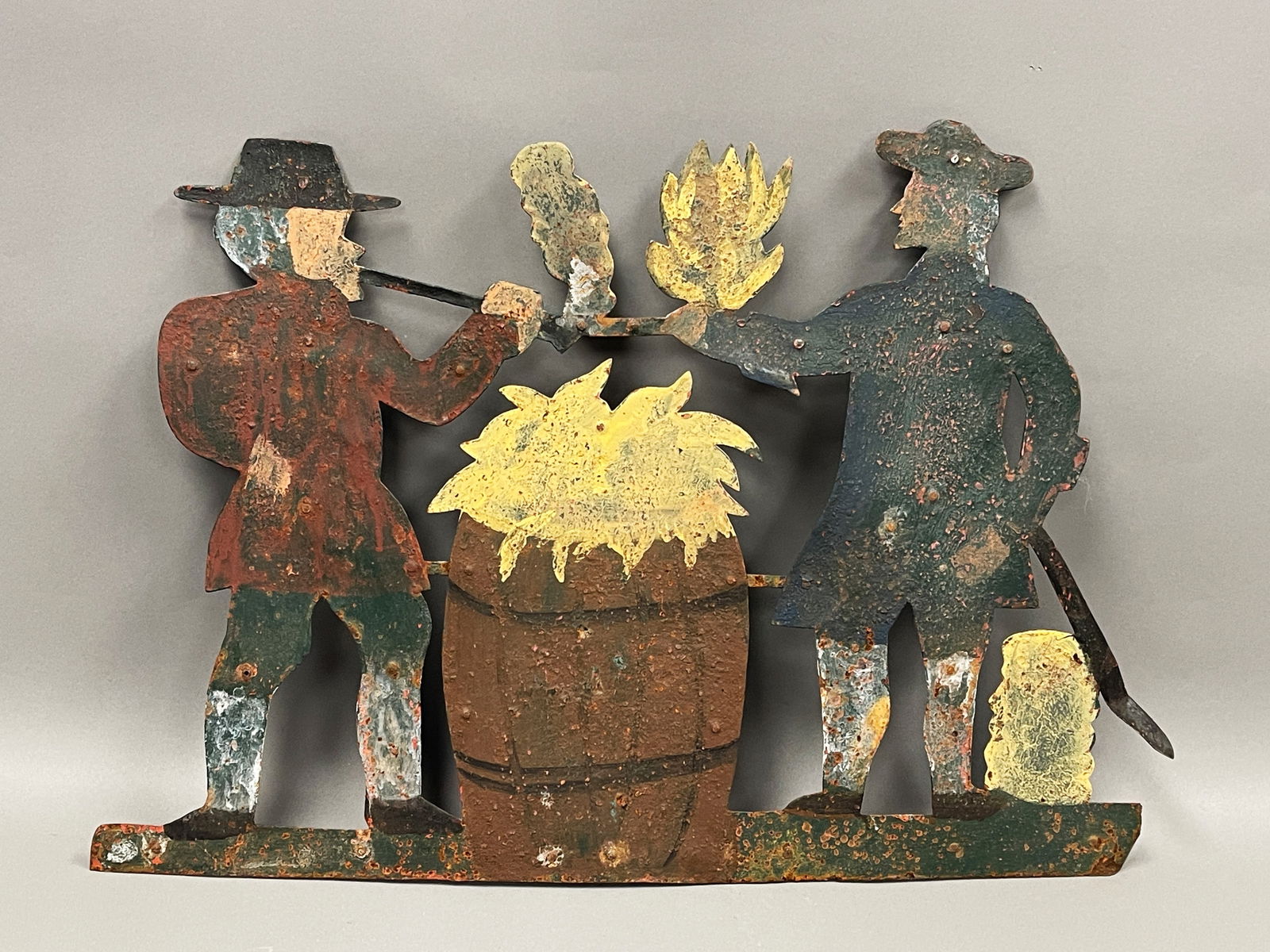 EARLY POLYCHROMED SHEET IRON TOBACCO TRADE SIGN (1 of 4)