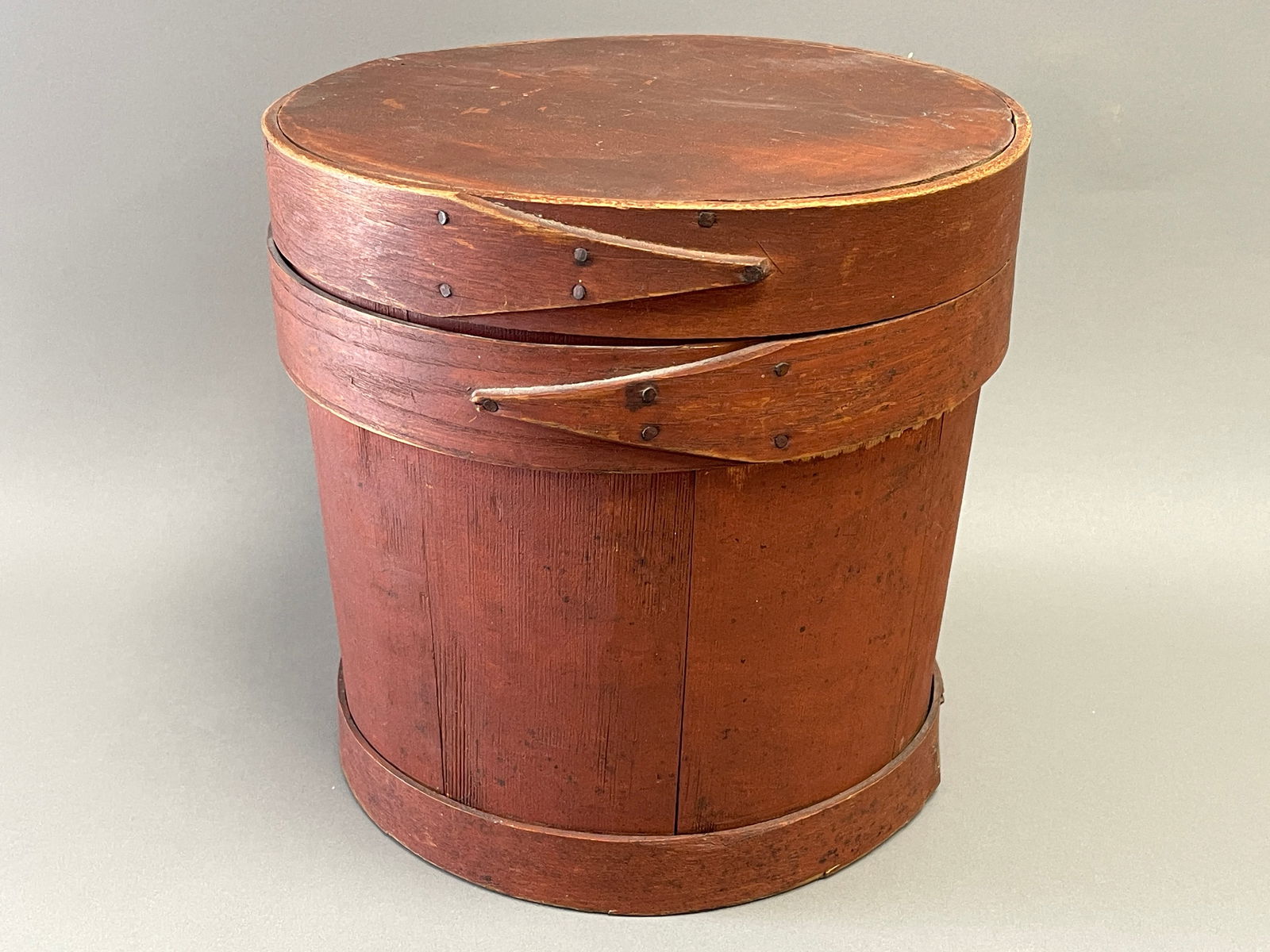 19TH C RED PAINTED STAVED BUCKET (1 of 5)