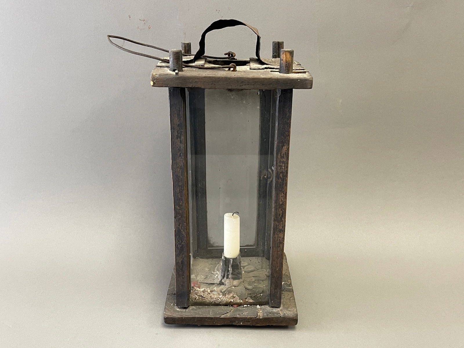 EARLY TALL WOODEN CANDLE LANTERN (1 of 4)