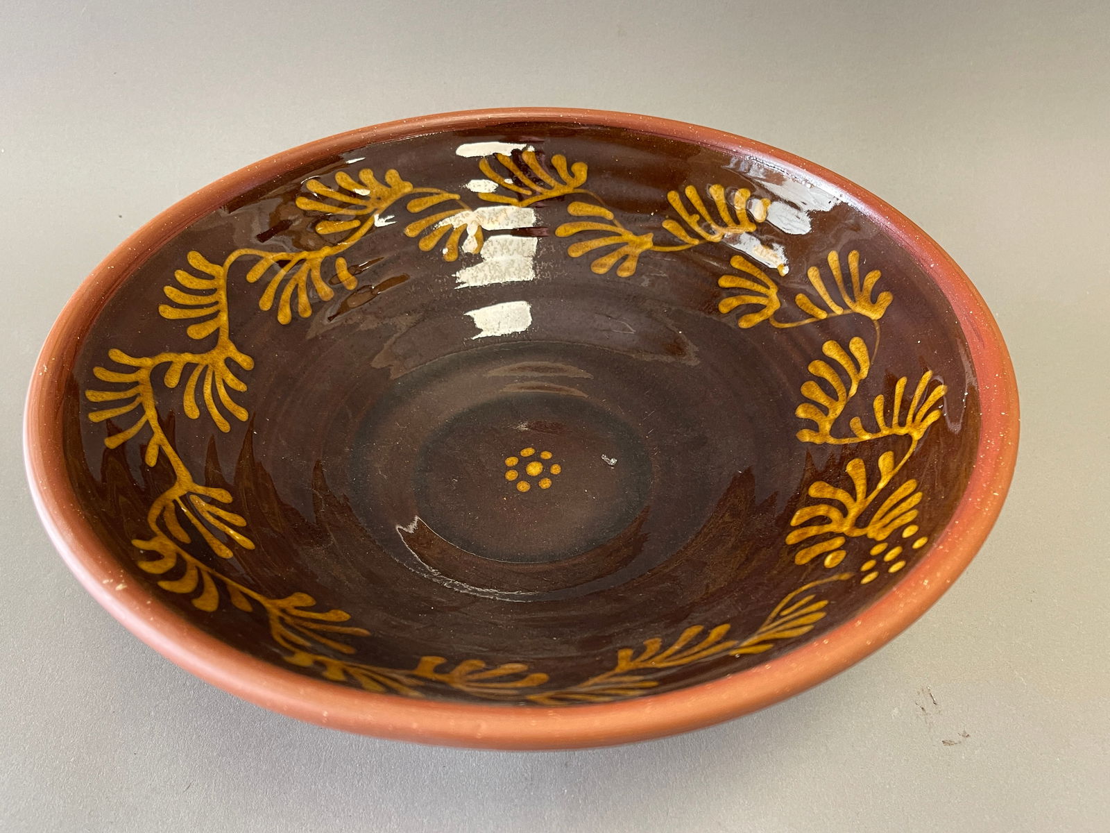 DECORATED REDWARE BOWL (1 of 3)