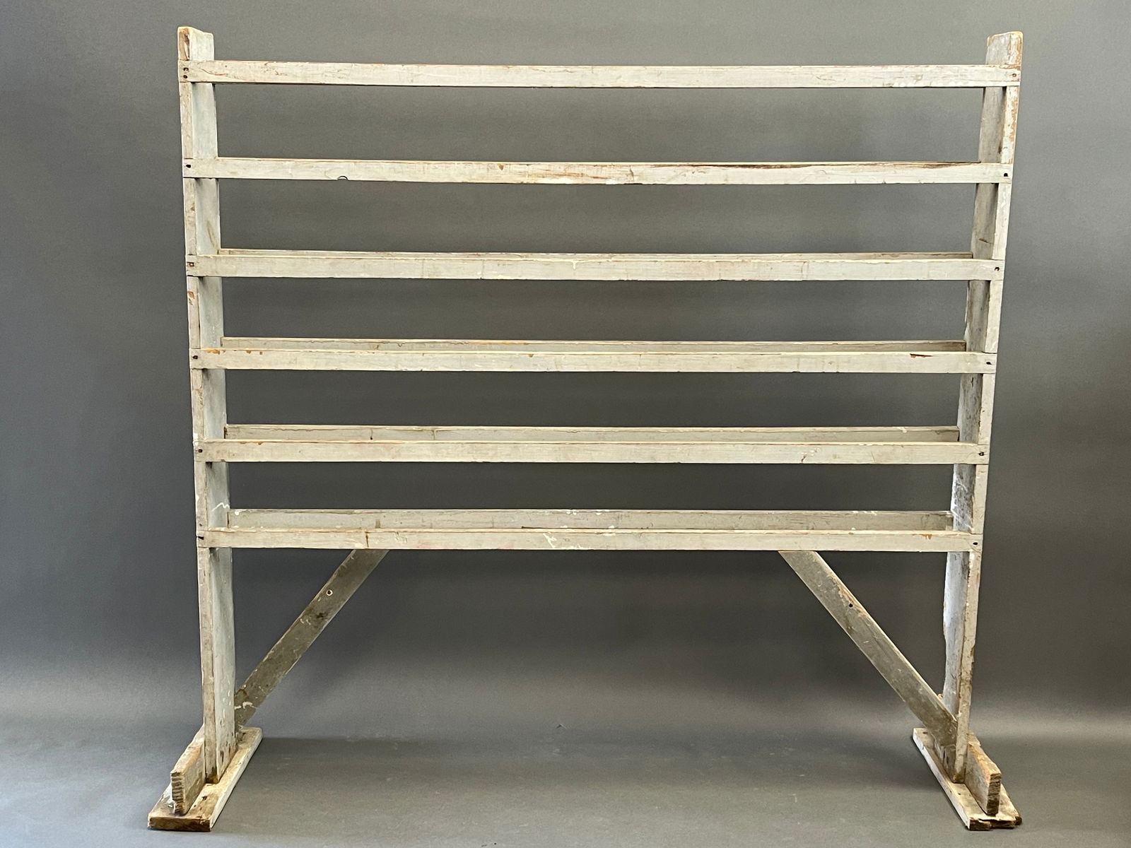 19TH C BLUE PAINTED MILK PAN SHELF (1 of 5)