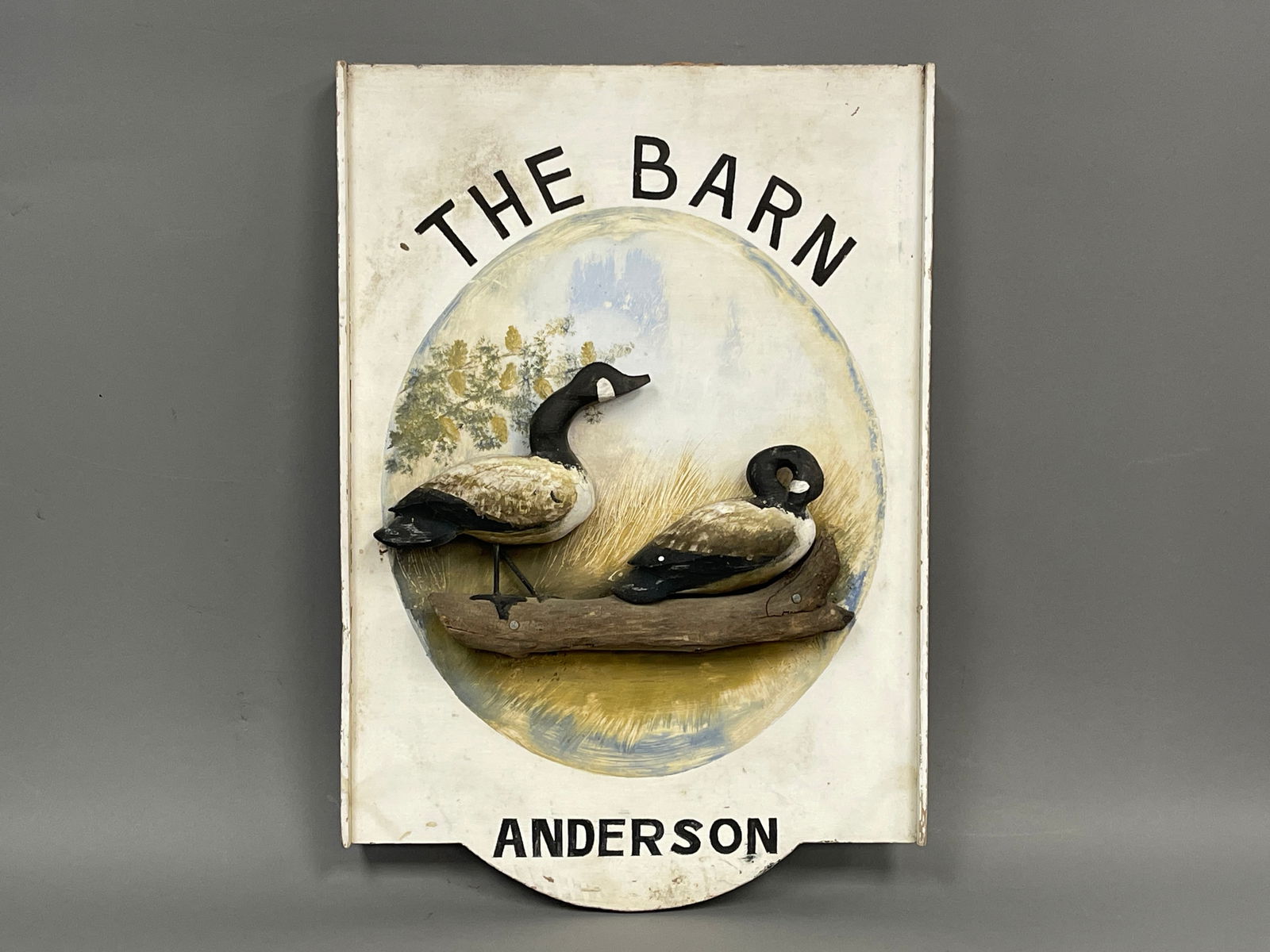 WOODEN SIGN WITH HAND-CARVED CANADA GEESE (1 of 4)