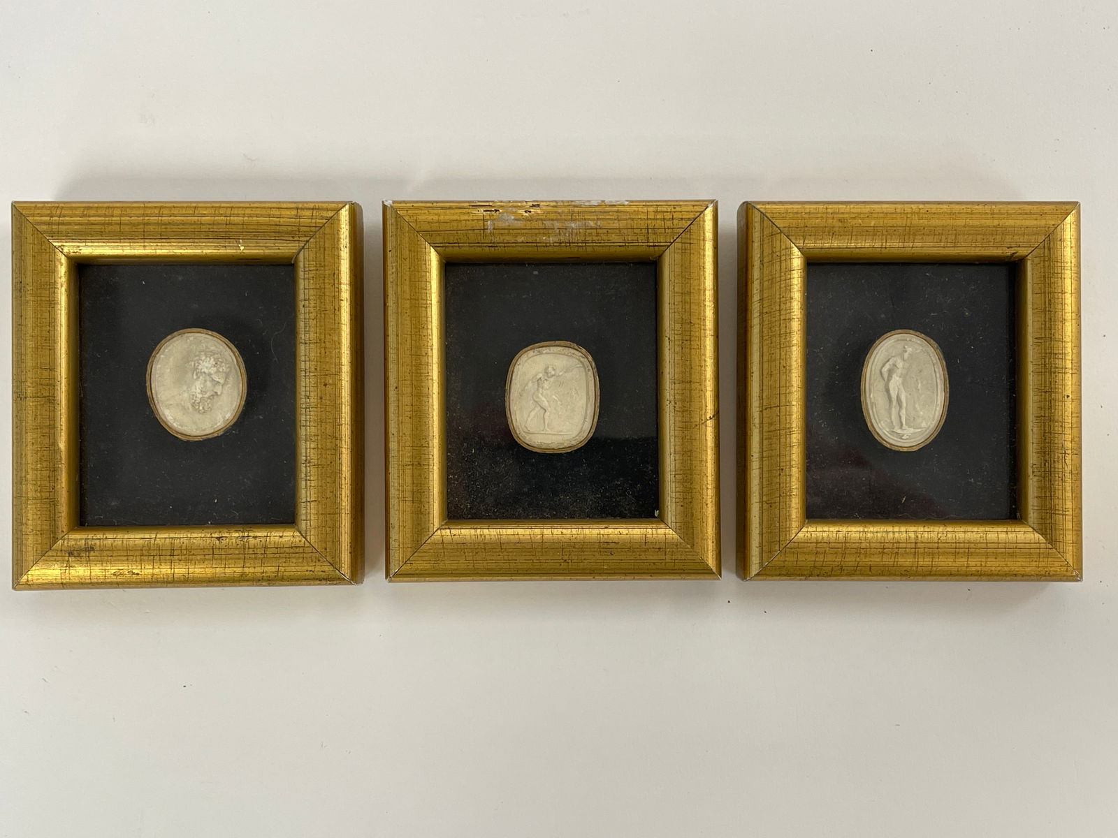 THREE MINIATURE NEOCLASSICAL FRAMED FIGURES 1780 (1 of 5)
