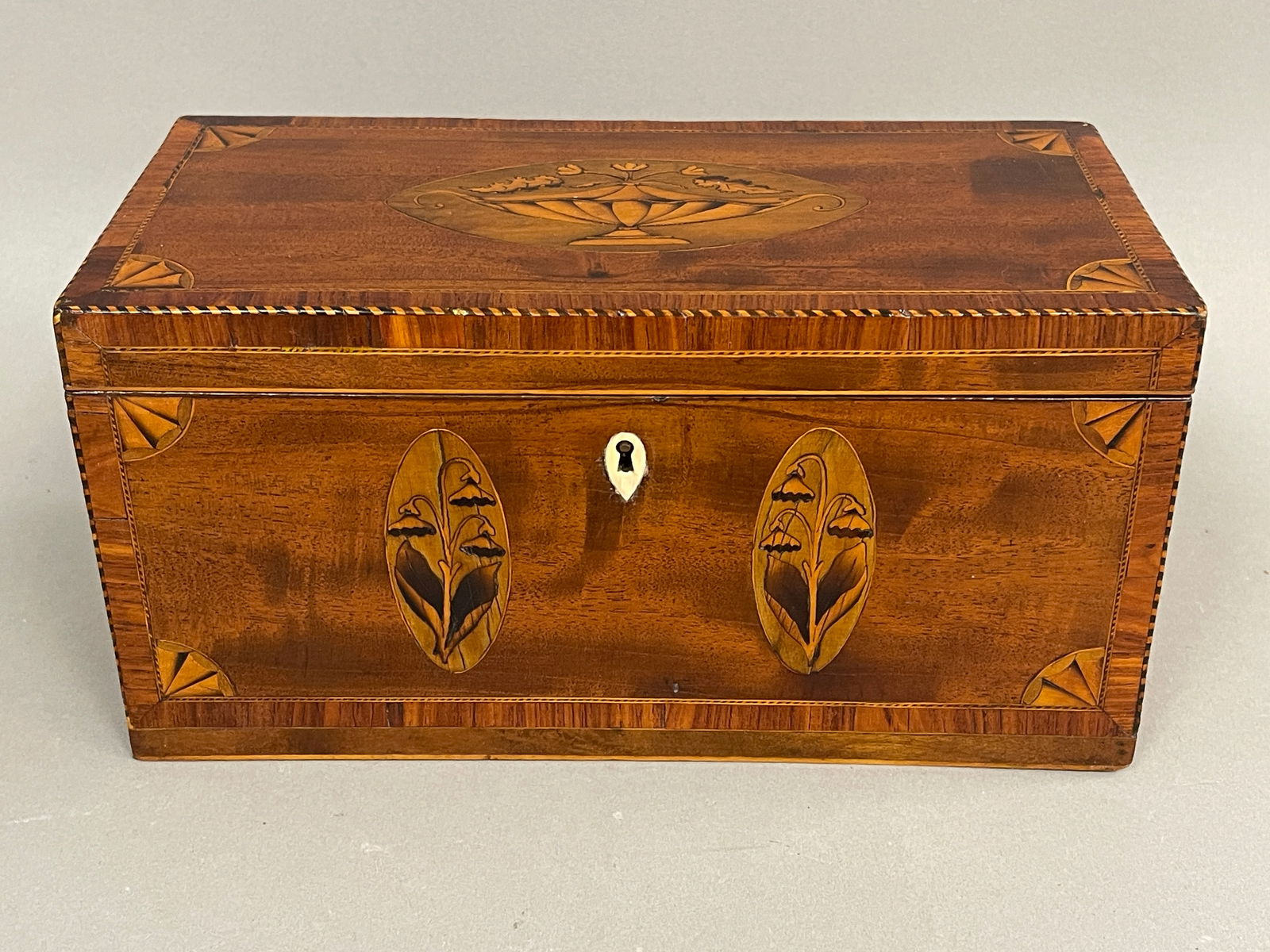 LARGE 19TH C TEA CADDY PROFUSELY INLAID (1 of 9)