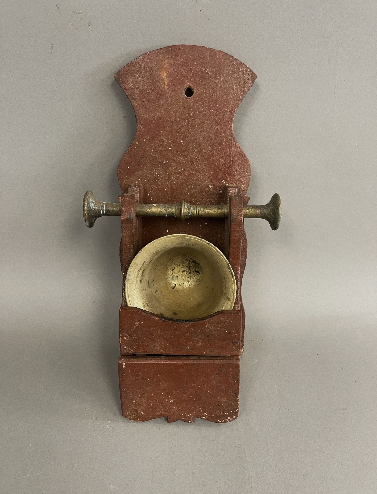 WOODEN WALL RACK IN THE OLD RED PAINT (1 of 6)