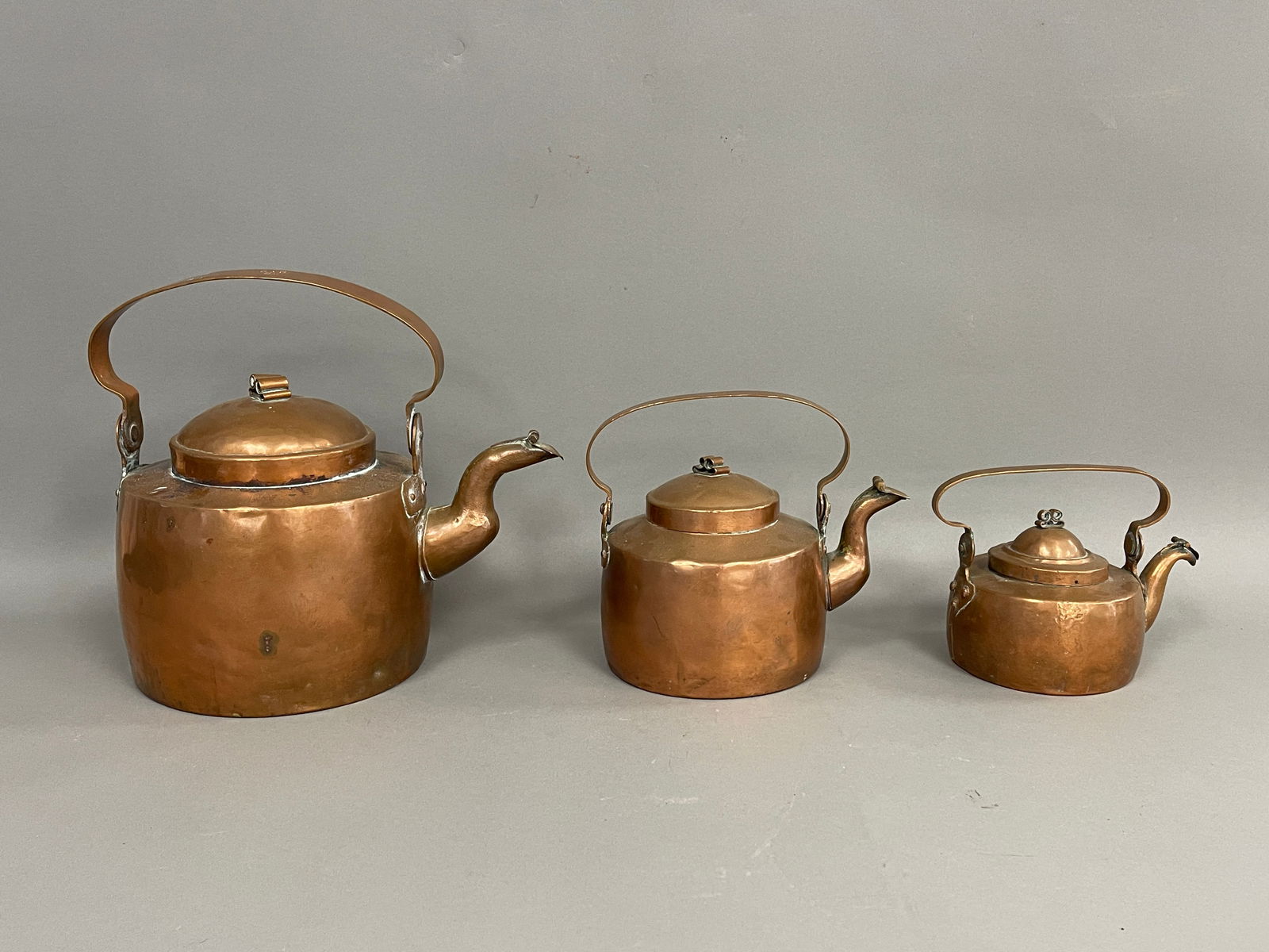 SET OF SIGNED COPPER KETTLES (1 of 5)