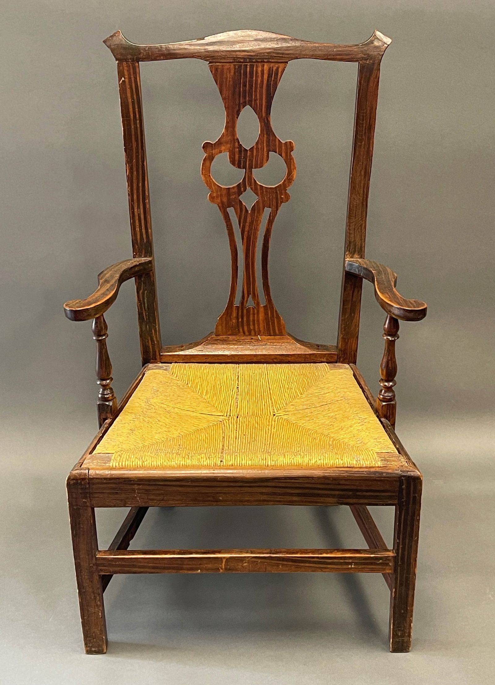 RARE 18TH C. CHIPPENDALE COUNTRY ARM CHAIR (1 of 3)