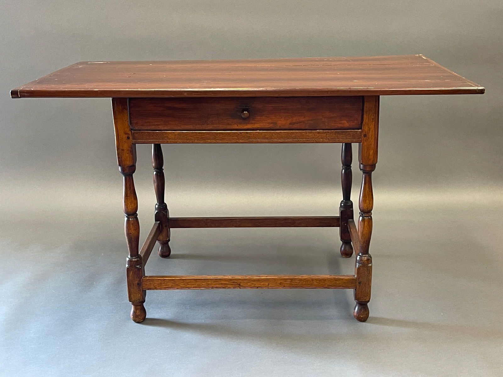 EARLY 18TH C STRETCHER BASE SINGLE DRAWER TAVERN TABLE (1 of 6)