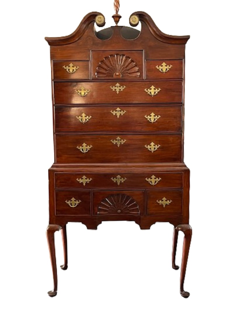 CHIPPENDALE BONNET TOP HIGHBOY IN MAHOGANY , BOSTON ,MA (1 of 6)