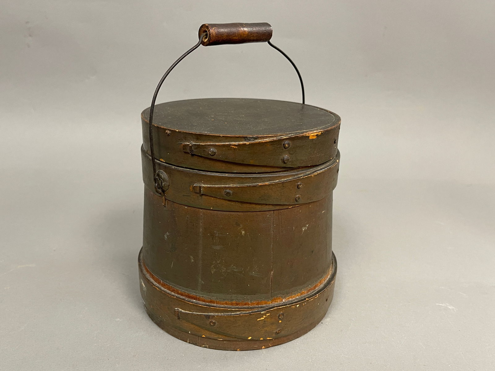 19TH C MINIATURE SHAKER COVERED FIRKIN (1 of 6)