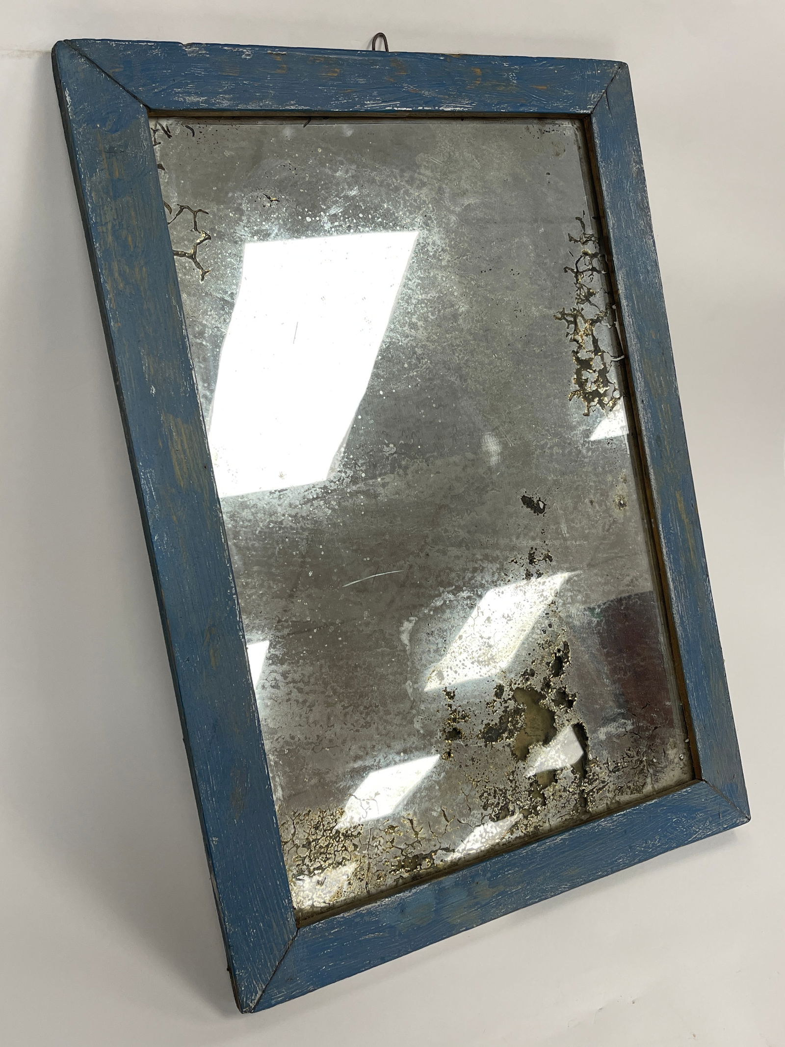 EARLY MIRROR IN OLD BLUE FRAME (1 of 3)