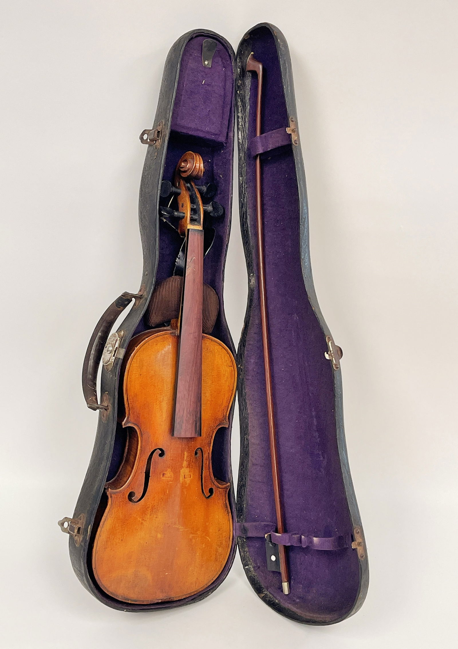 Violin In Case Signed Stradivarius With Bow , Marked Student Saxony Auction