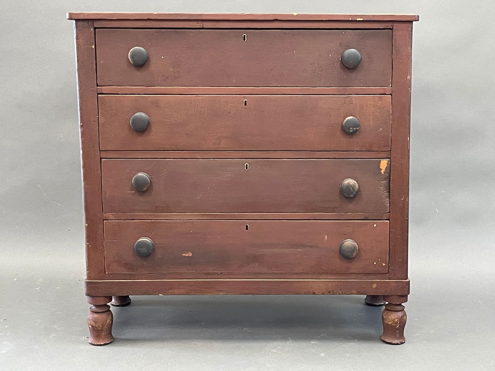 19TH C RED PAINTED FOUR DRAWER CHEST (1 of 4)