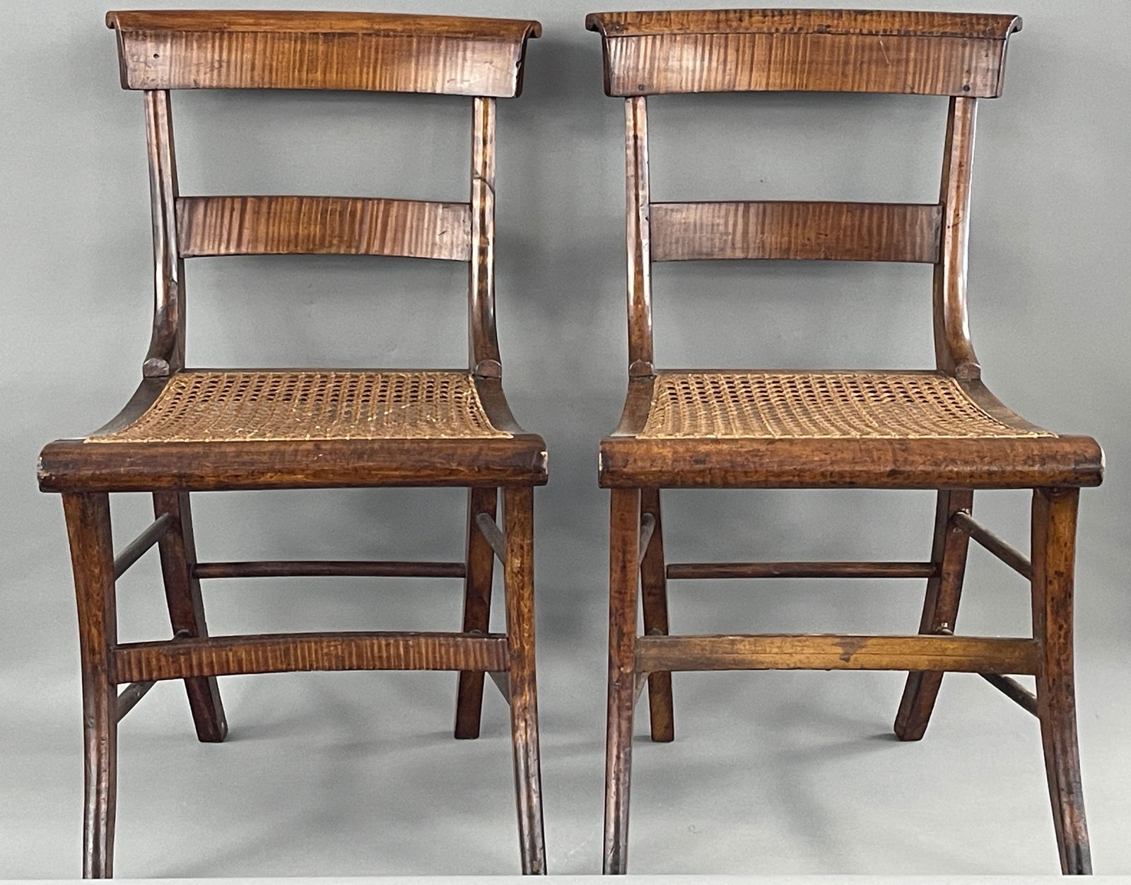 PAIR OF TIGER MAPLE CHAIRS (1 of 5)